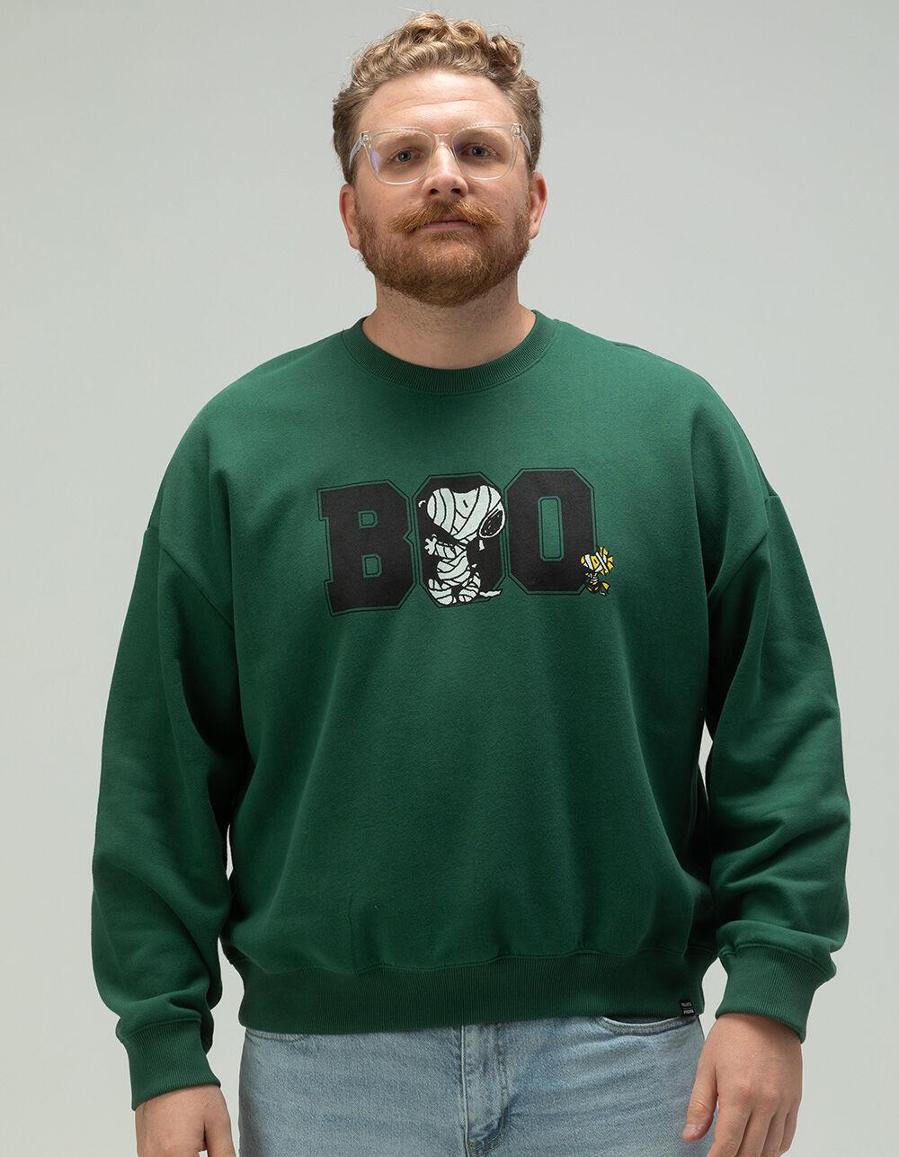 RSQ x Peanuts Boo Mens Oversized Crewneck Sweatshirt - GREEN Product Image