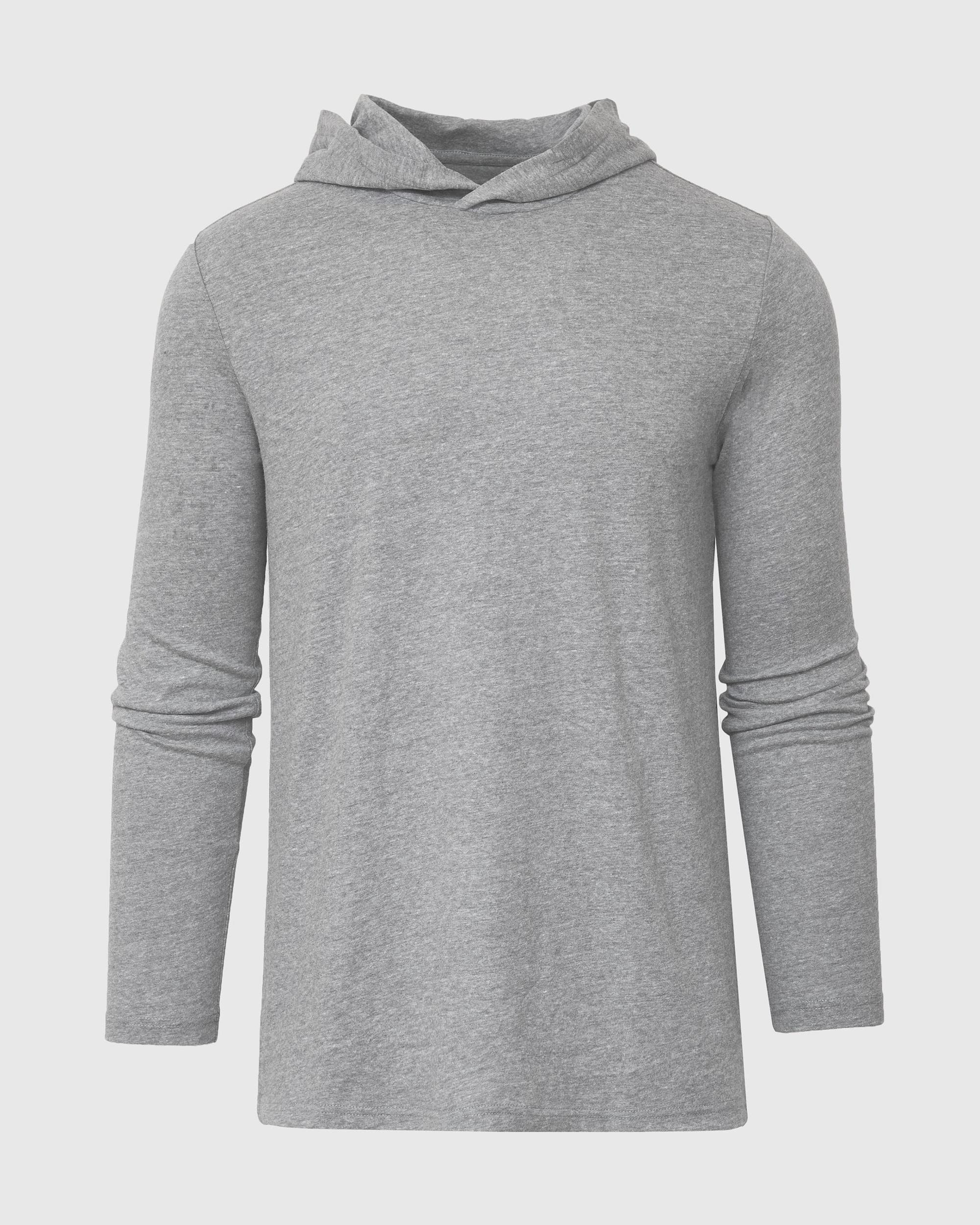 Heather Gray Hooded Long Sleeve T-Shirt Product Image
