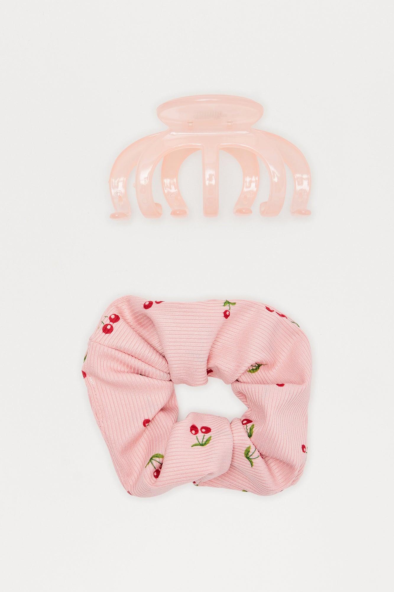 Cherry Picking Happiness 2 Piece Hair Set - Pink Female Product Image