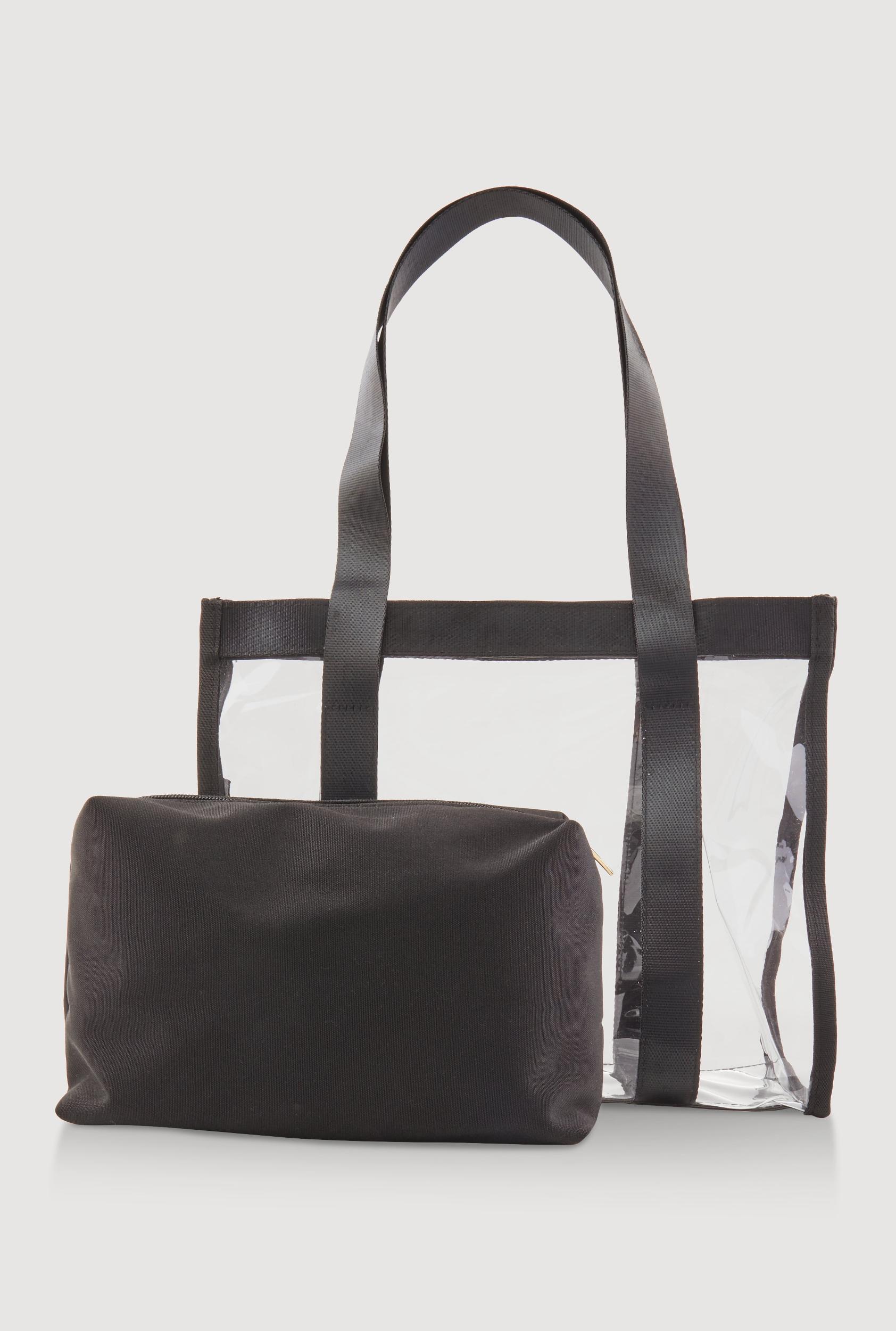 Contrast Trim Clear Tote Bag with Pouch Unisex Product Image