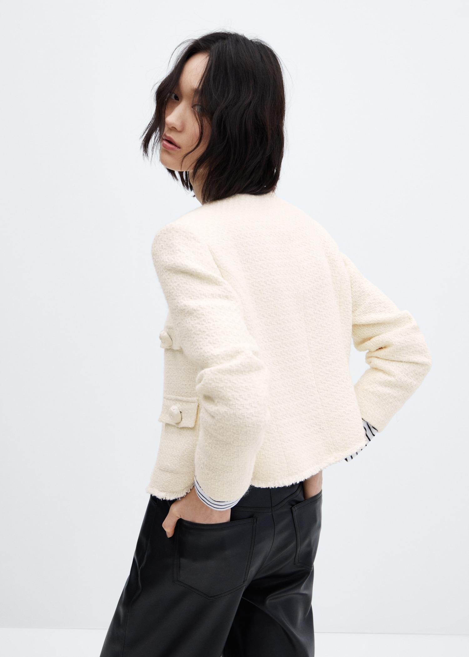 Tweed jacket with pockets - Women | MANGO USA Product Image