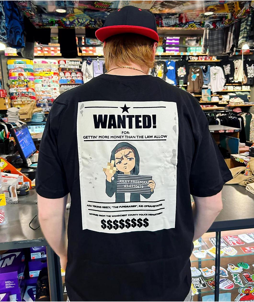 The Boondocks Wanted Riley Black T-Shirt Product Image