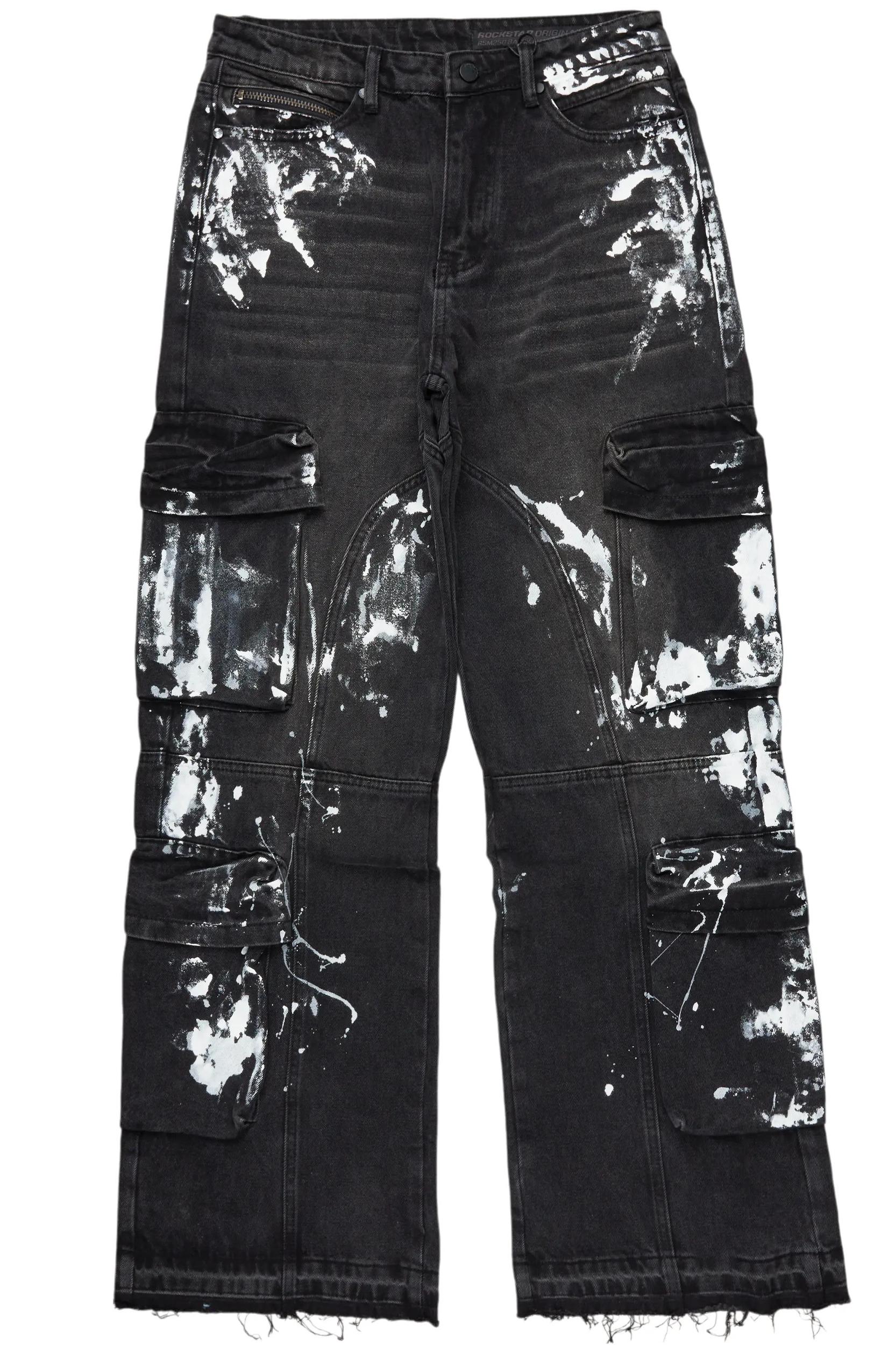 Alary Painter Black Baggy Fit Cargo Jean Male Product Image