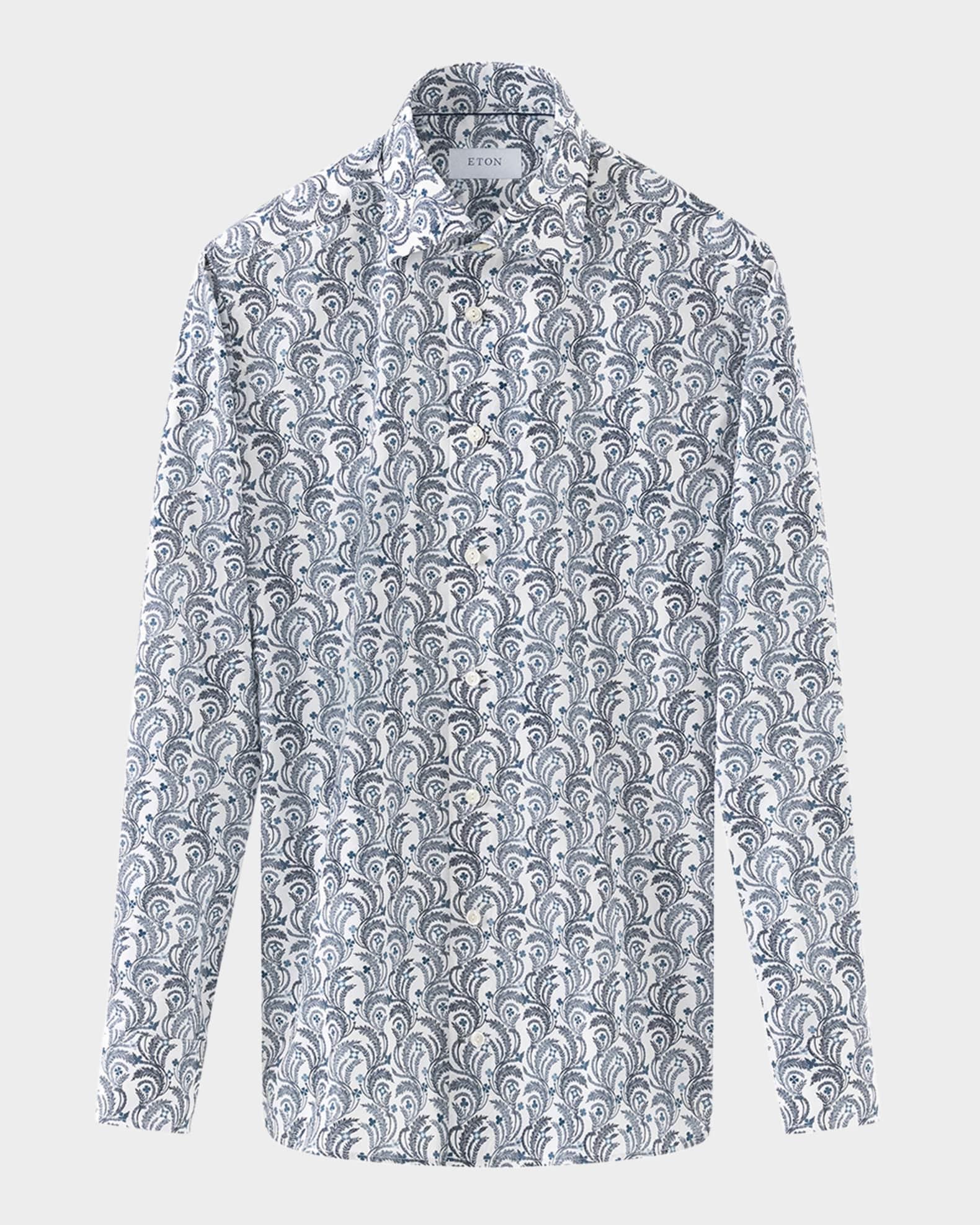 Men's Signature Twill Floral Slim-Fit Dress Shirt Product Image