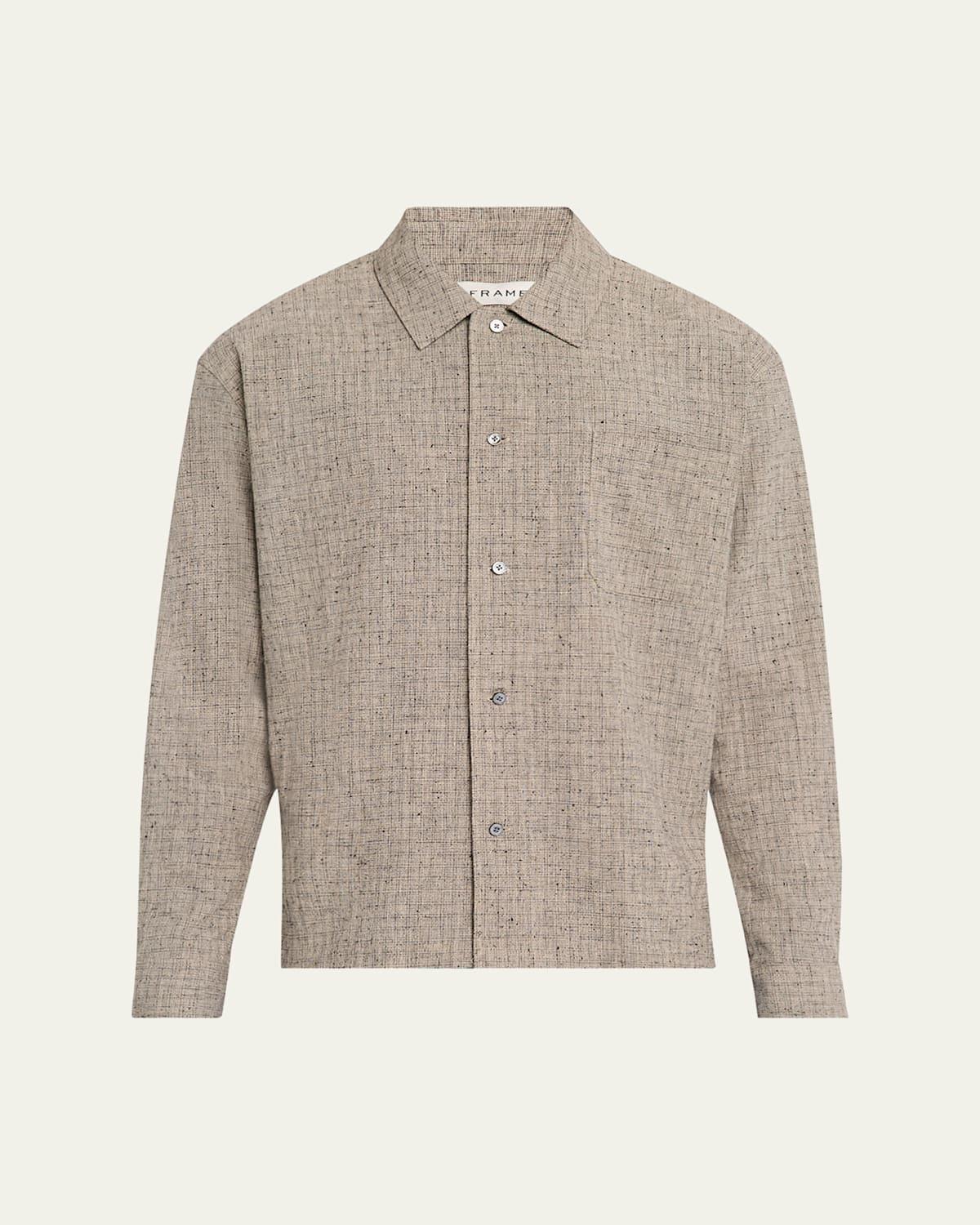 Men's Cotton and Linen Casual Button-Down Shirt Product Image