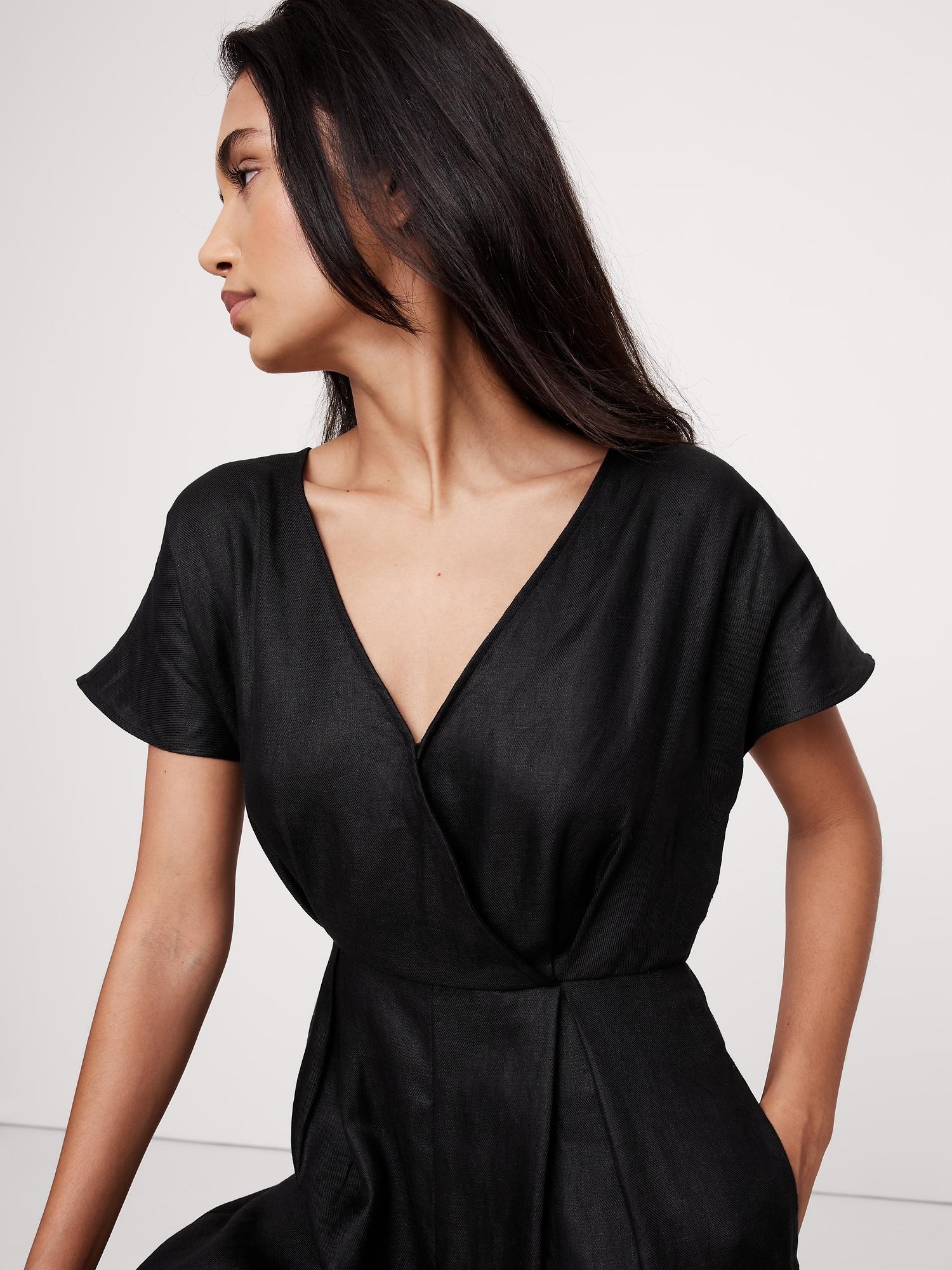 Linen V-Neck Jumpsuit Product Image