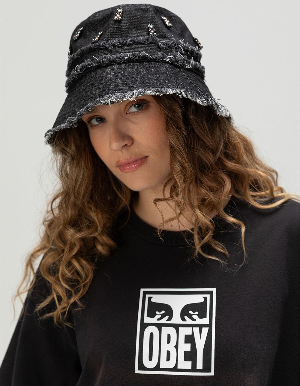 Silver Bear Charm Womens Bucket Hat - BLACK Product Image