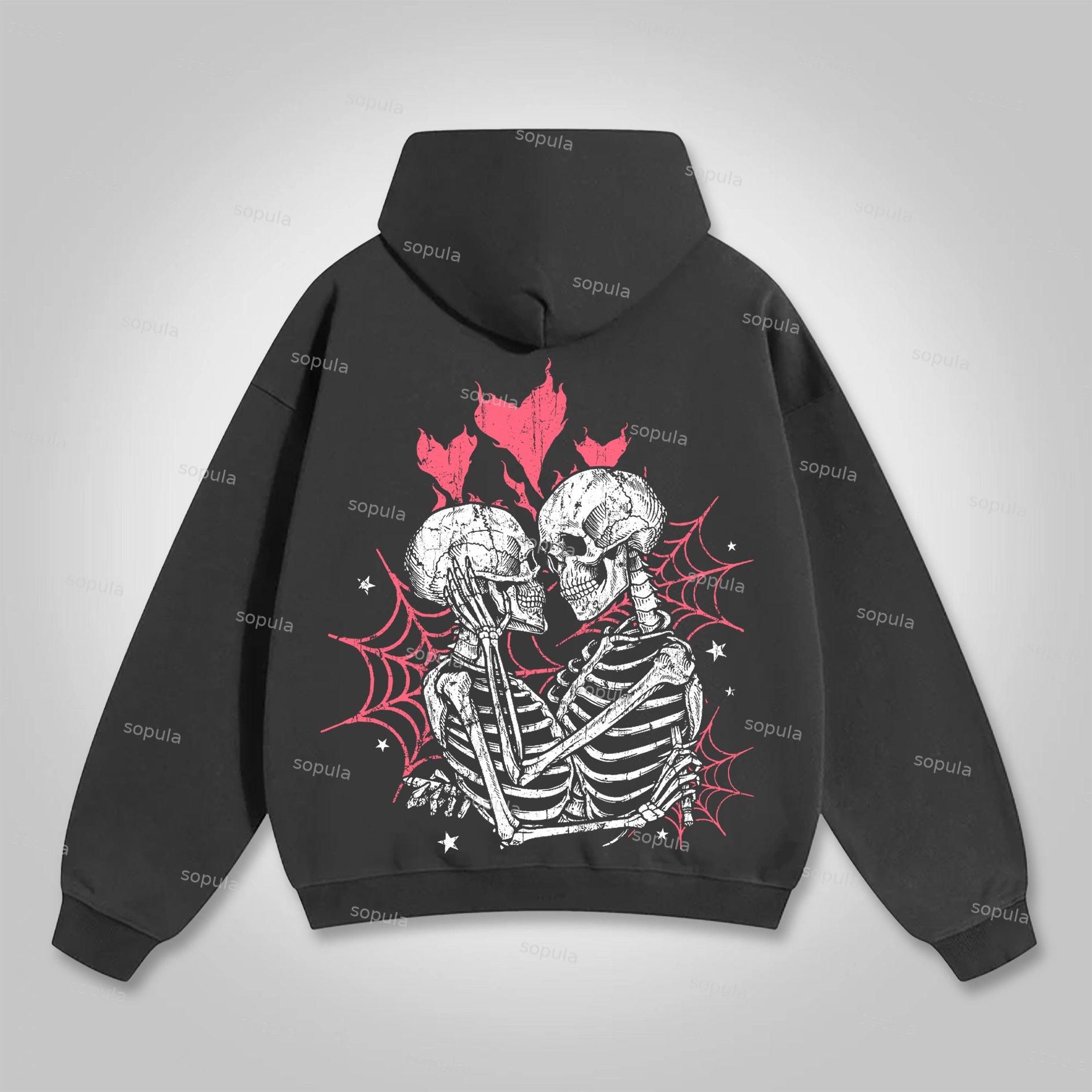 Sopula Til Death Do Us Part Skull Vintage Graphic Pocket Hoodie Product Image