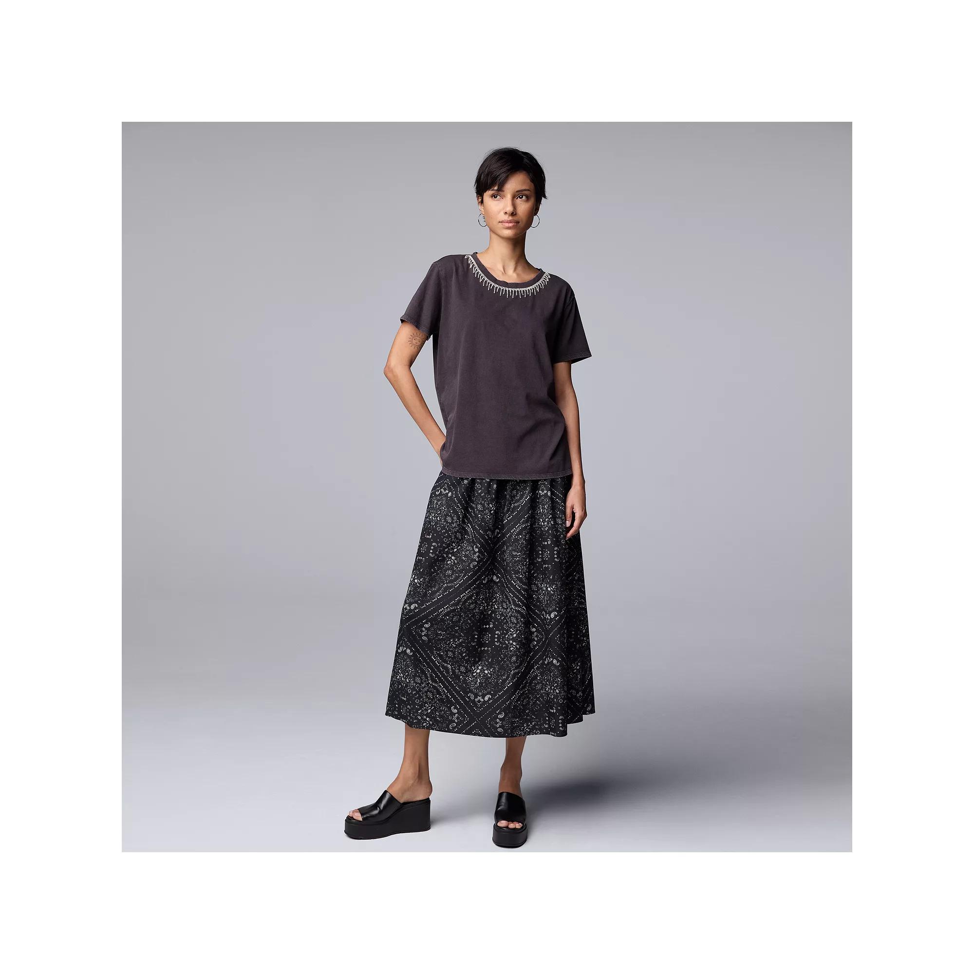 Women's Simply Vera Vera Wang Boyfriend Tee, Size: Large, Vera Black Product Image