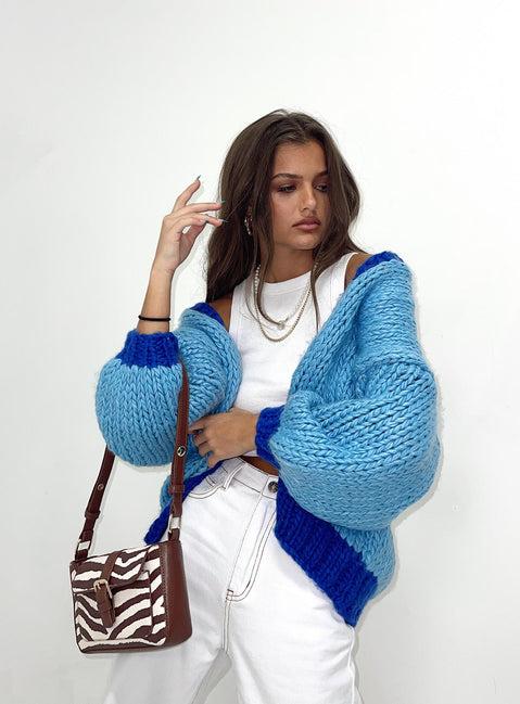 Lester Knit Cardigan Blue Product Image