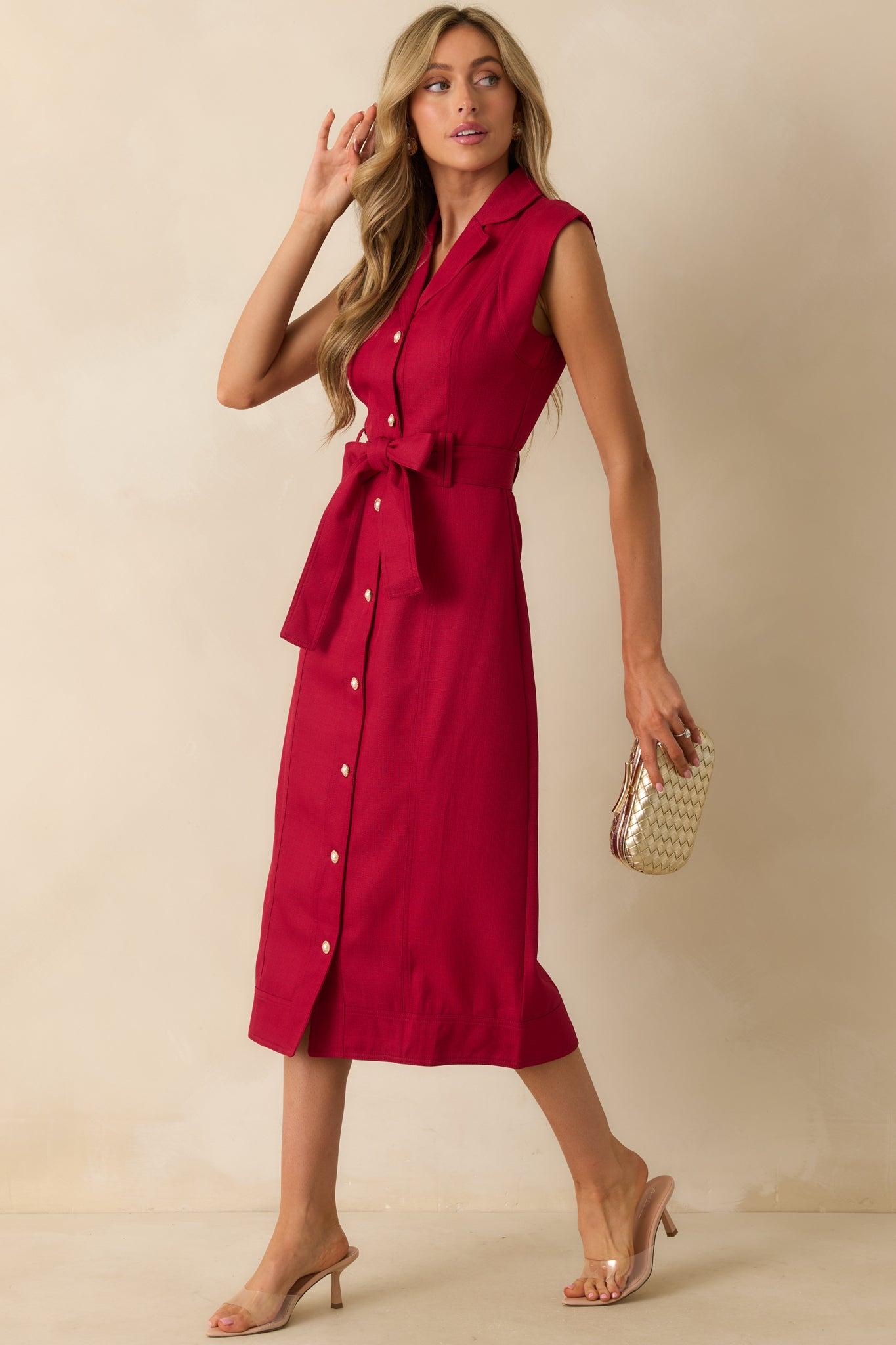 Prosperina Jacqueline Red Wine Midi Dress L / Red Product Image