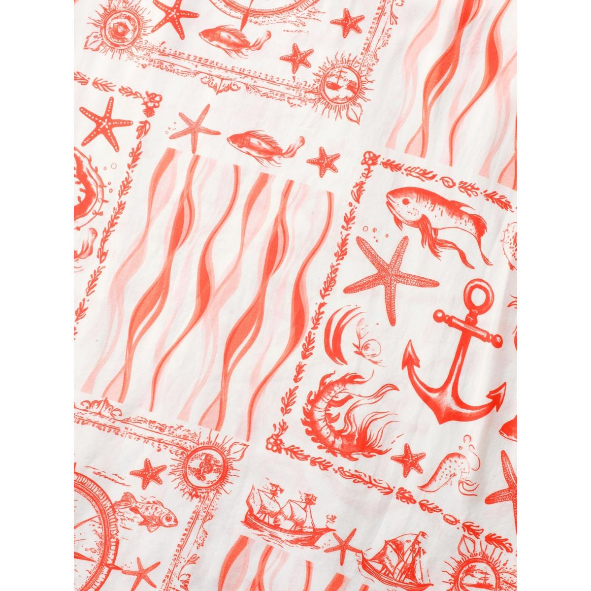 Plus Size Nautical Print Sleeveless Ties Pockets Maxi Dress Coral Women V-neck Sleeveless Curvy BloomChic 18-20/2X Product Image