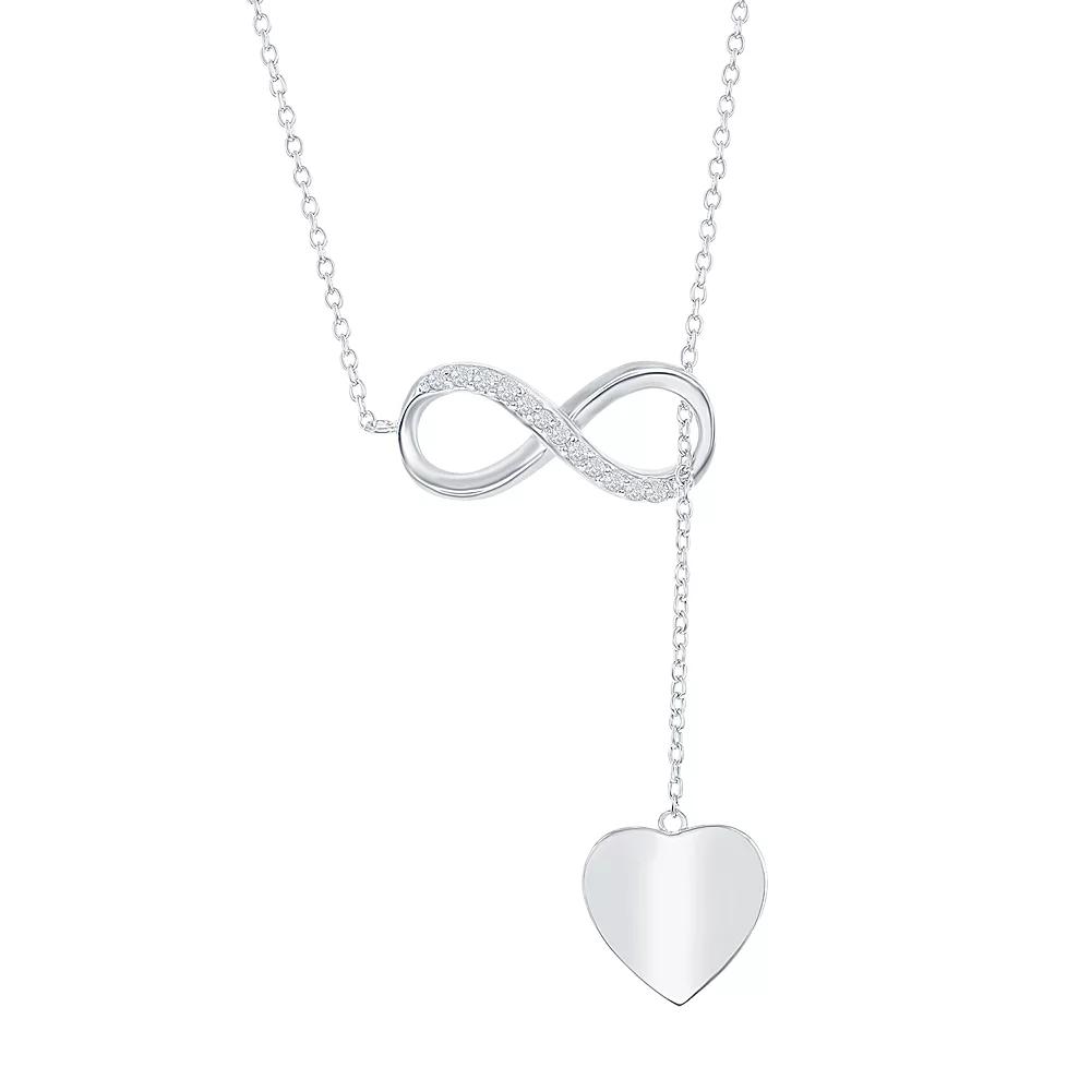Sterling Silver Cubic Zirconia Infinity Heart Lariat Necklace, Women's, Size: 16-18" ADJ Product Image