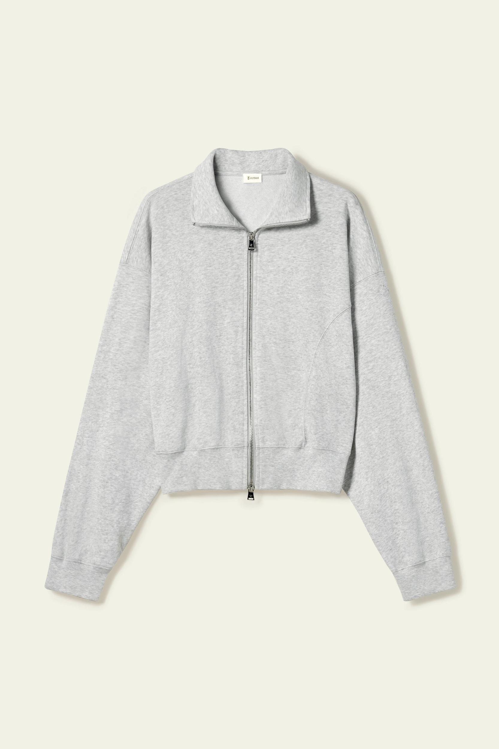 LILYSILK Women's SILKERRY Silk Blend Oversized Two-Way Zip Jacket Navy XL Product Image