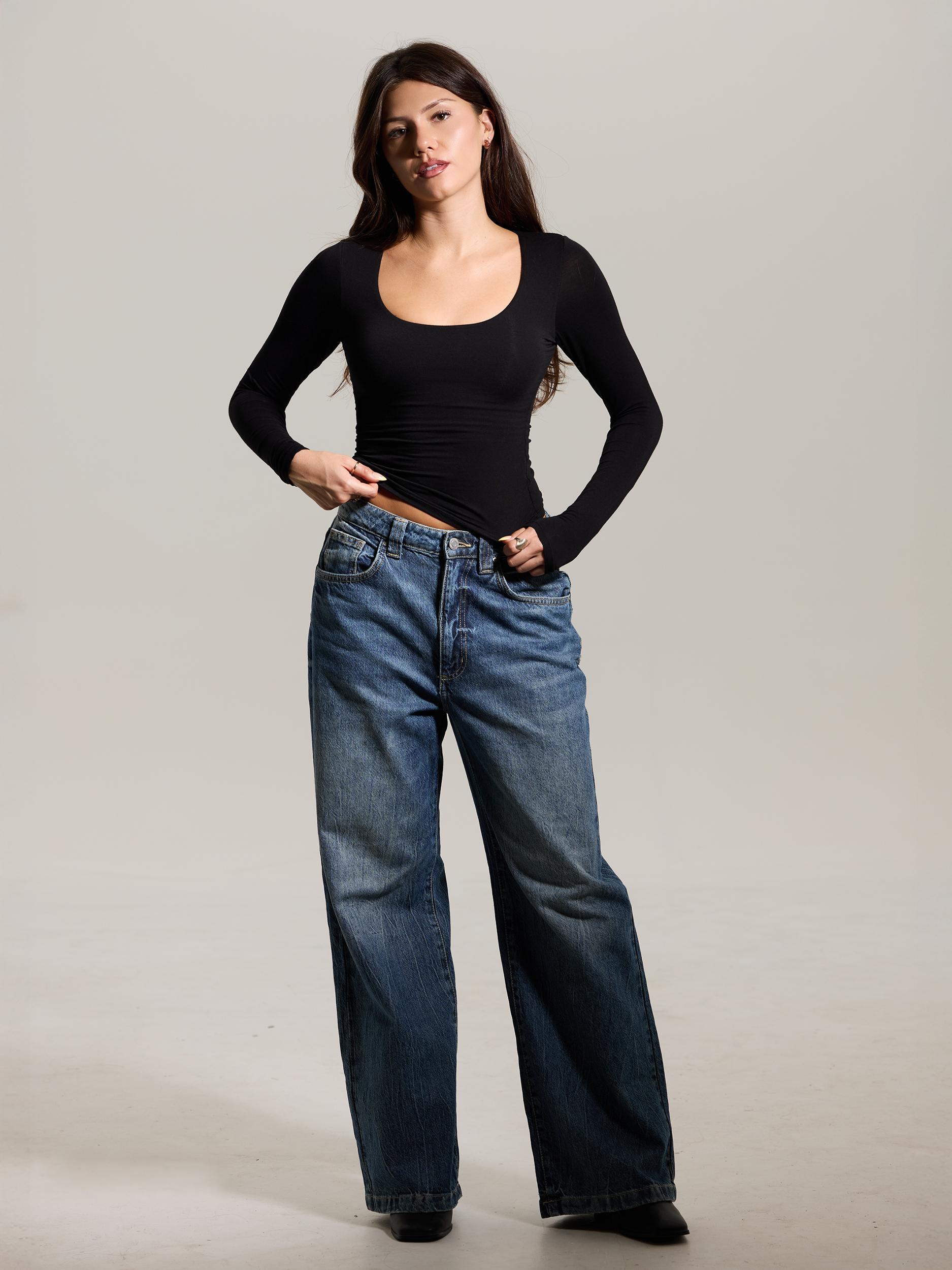 Scoop Neck Braless Long Sleeve Product Image