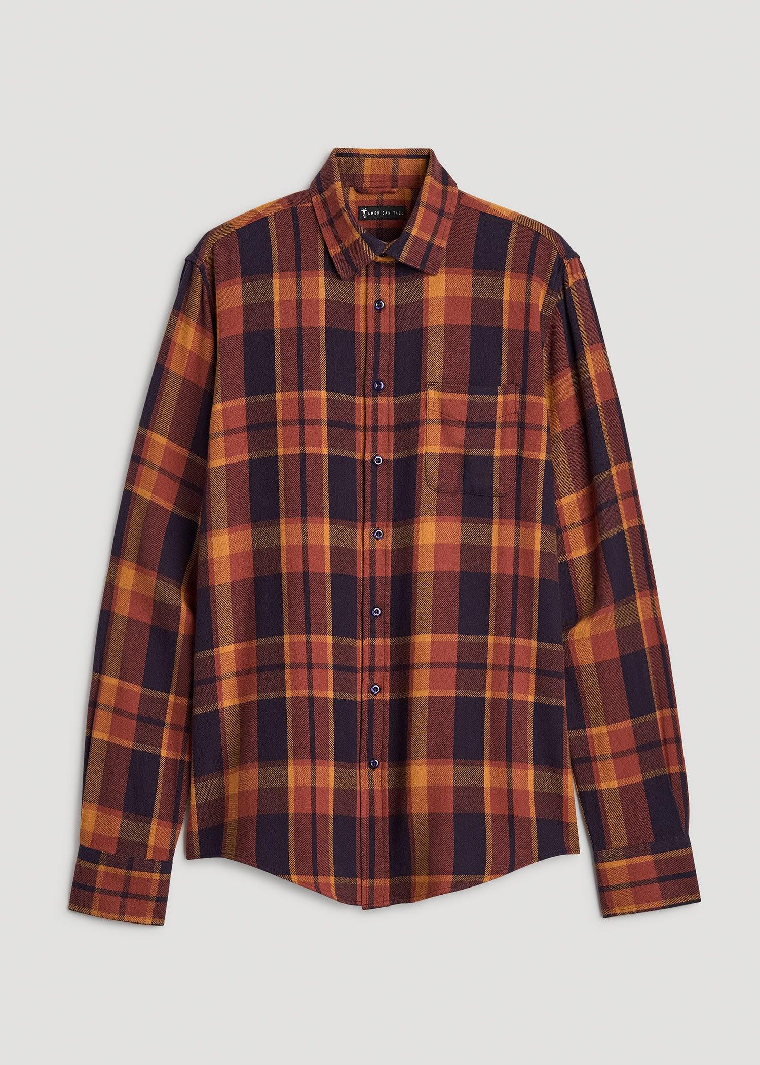 Nelson Flannel Shirt for Tall Men in Burnt Orange Tartan Product Image