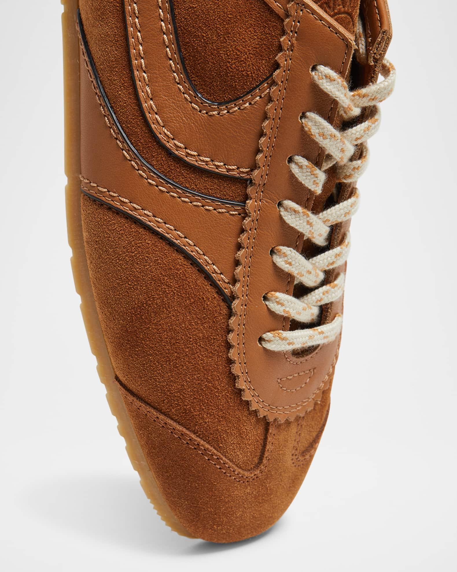 Mixed Leather Retro Runner Sneakers Product Image