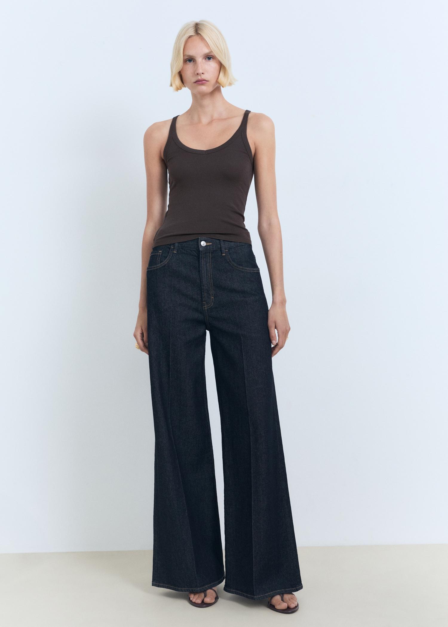 Cotton top with straps - Women | MANGO USA Product Image