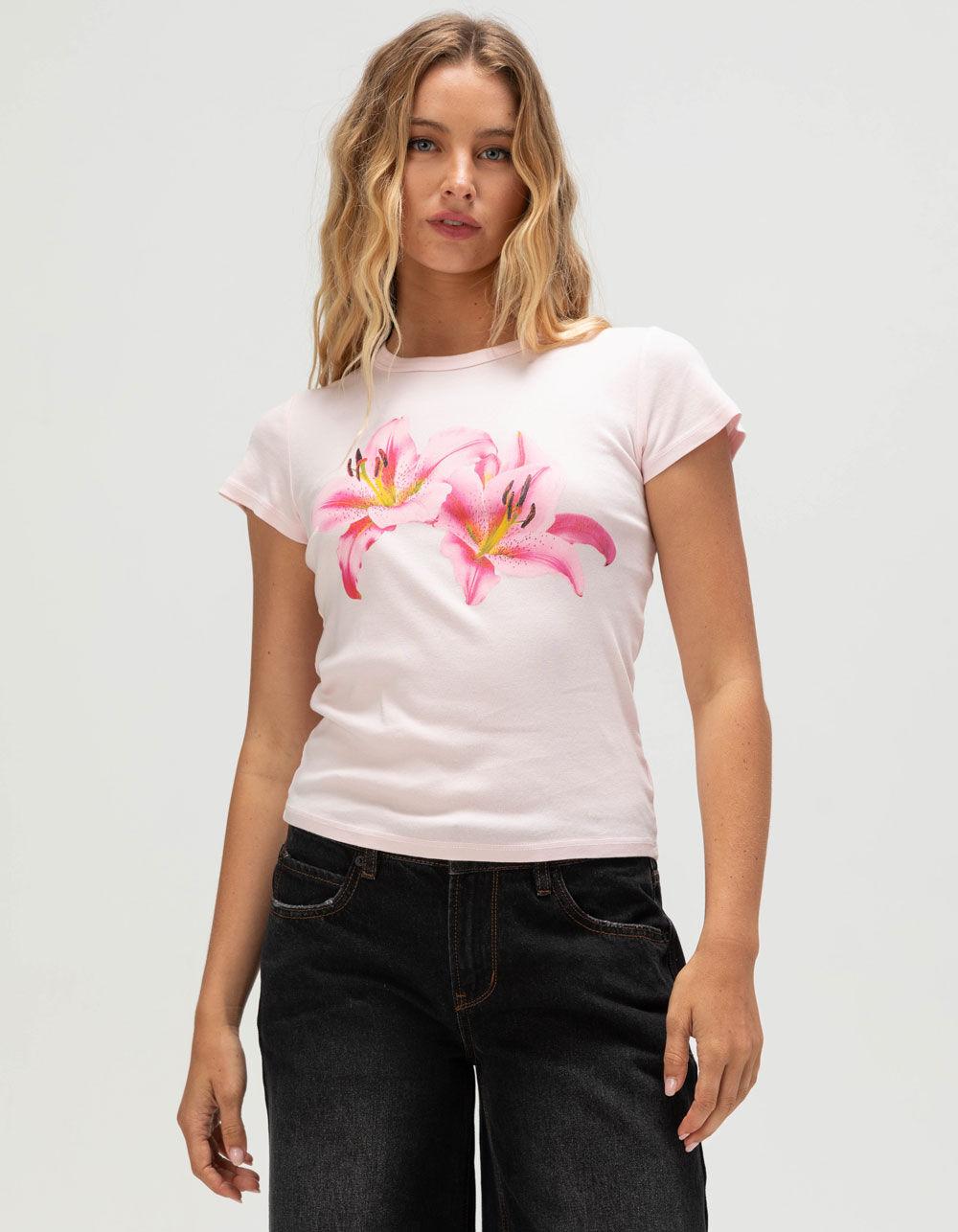 FULL TILT Lily Womens Baby Tee - PINK Product Image