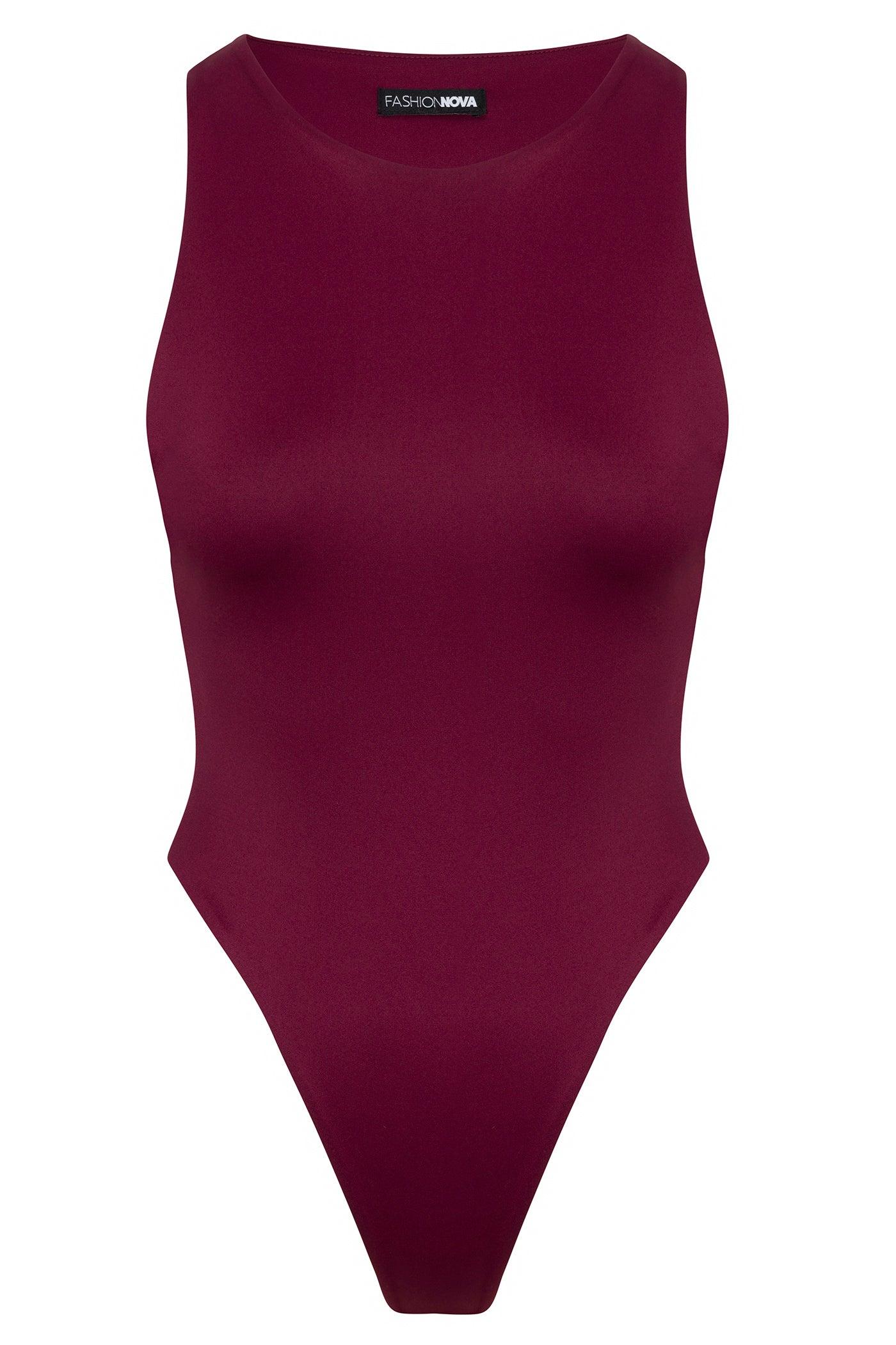 Contour Double Lined Scoop Neck Bodysuit - Wine Female Product Image