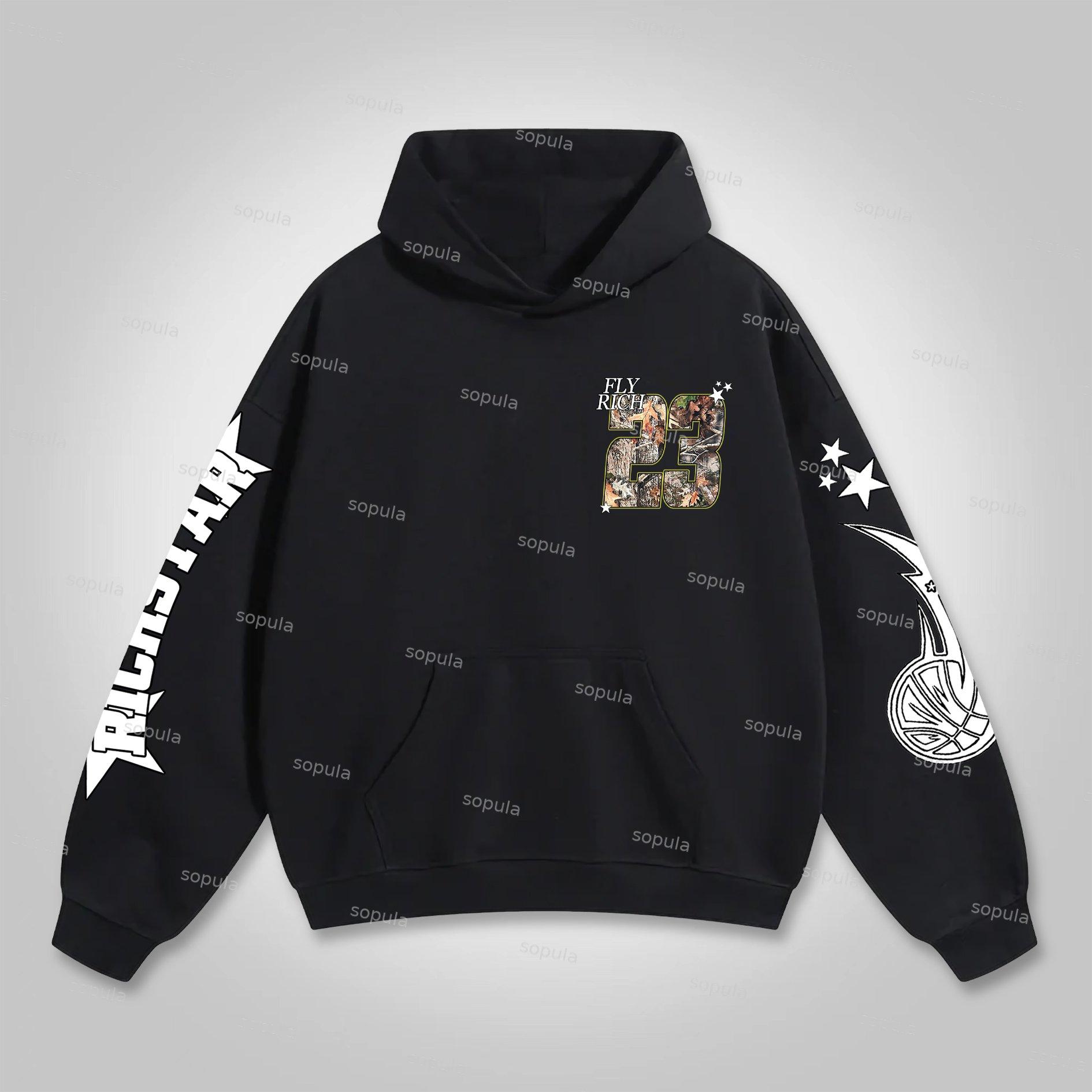 Men's Vintage Wild West Skull Graphic Cotton Hoodie Product Image