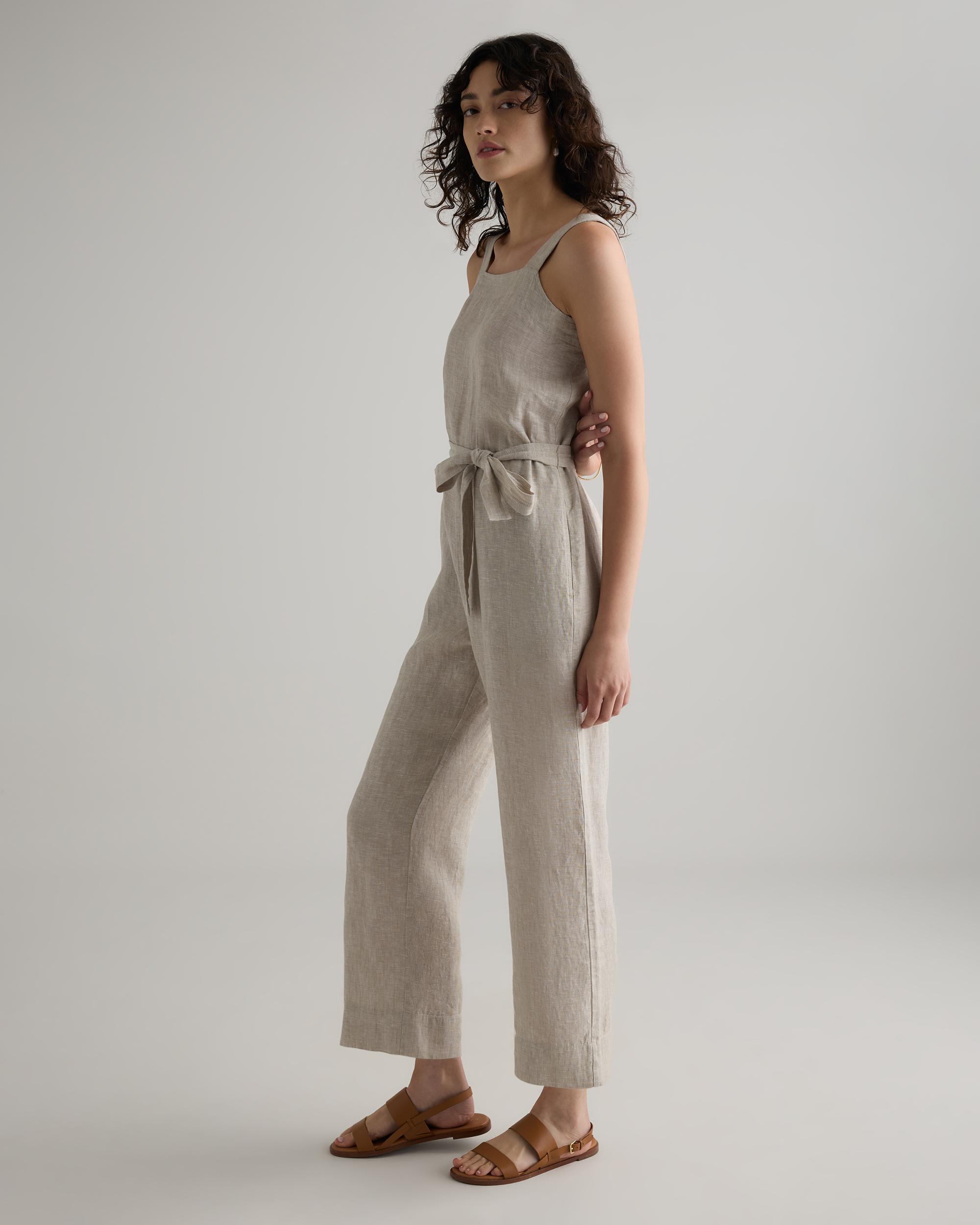 Quince | Women's 100% European Linen Square Neck Jumpsuit Product Image