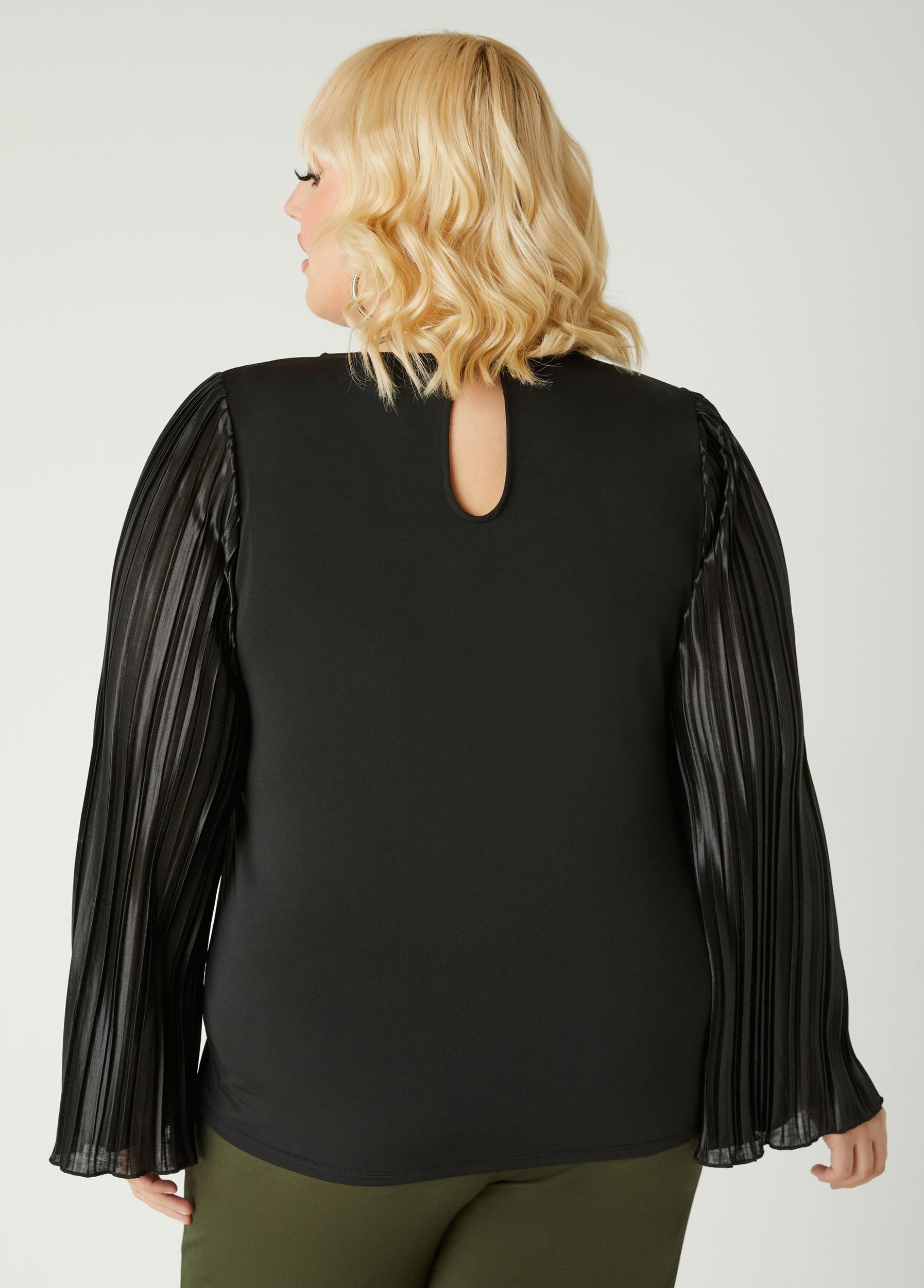 Pleated Satin Paneled Top Product Image