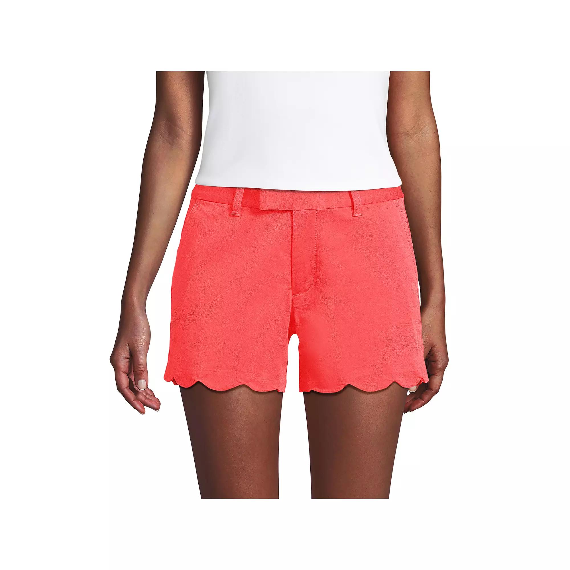 Women's Lands' End Mid Rise Scallop Hem 5-in. Chino Shorts,  Product Image