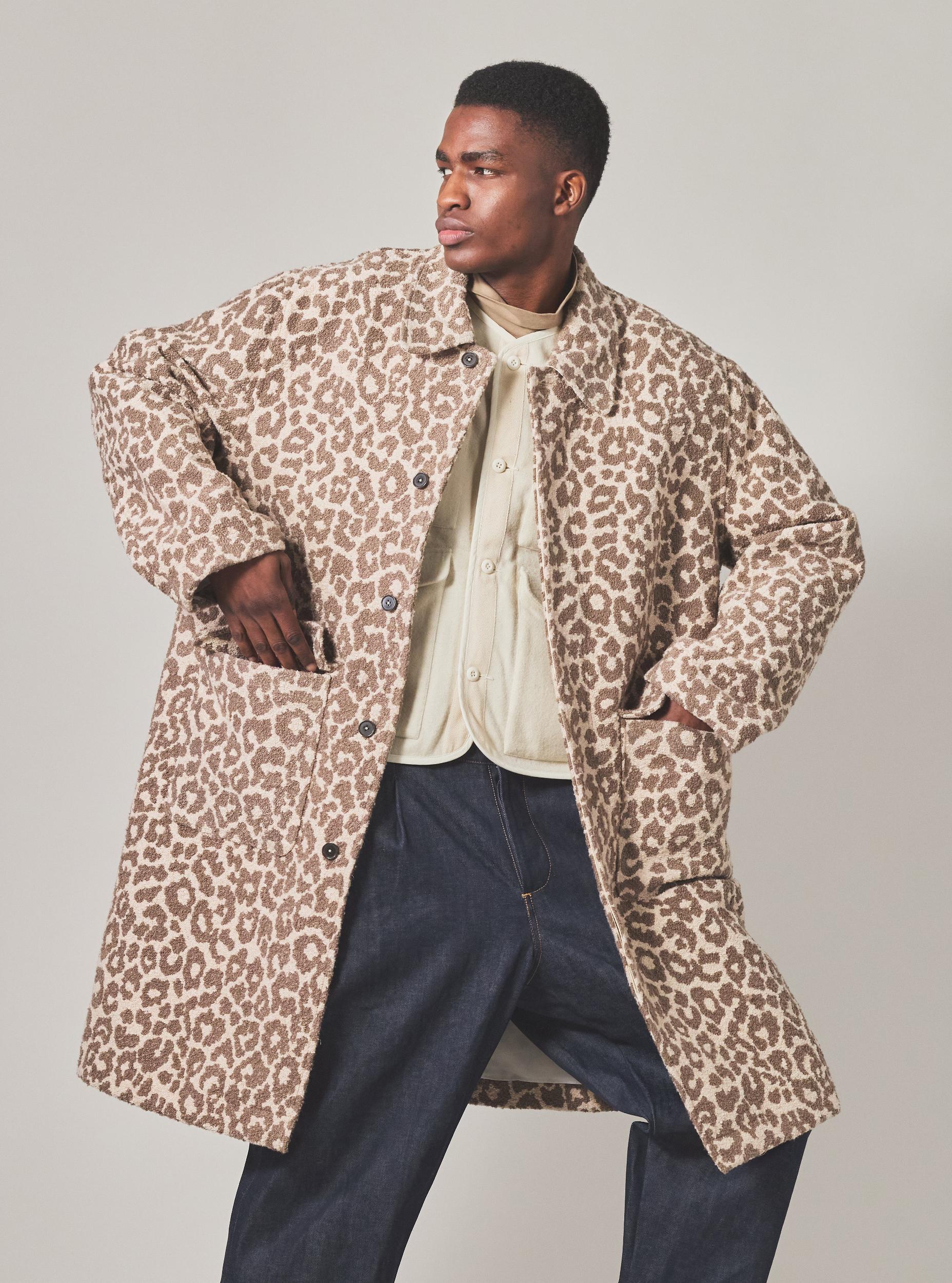 Universal Works Account Coat in Natural Crazy Leopard Product Image