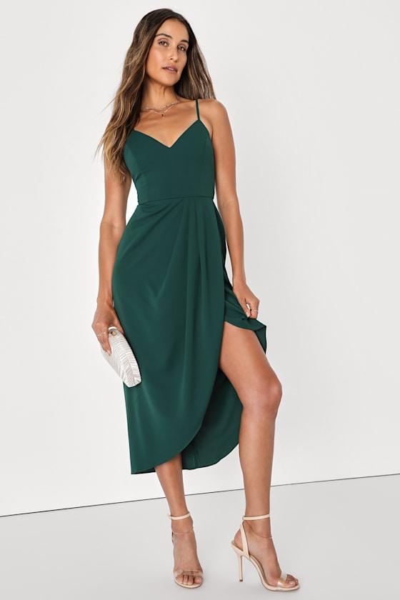 Reinette Dark Green Midi Dress Product Image