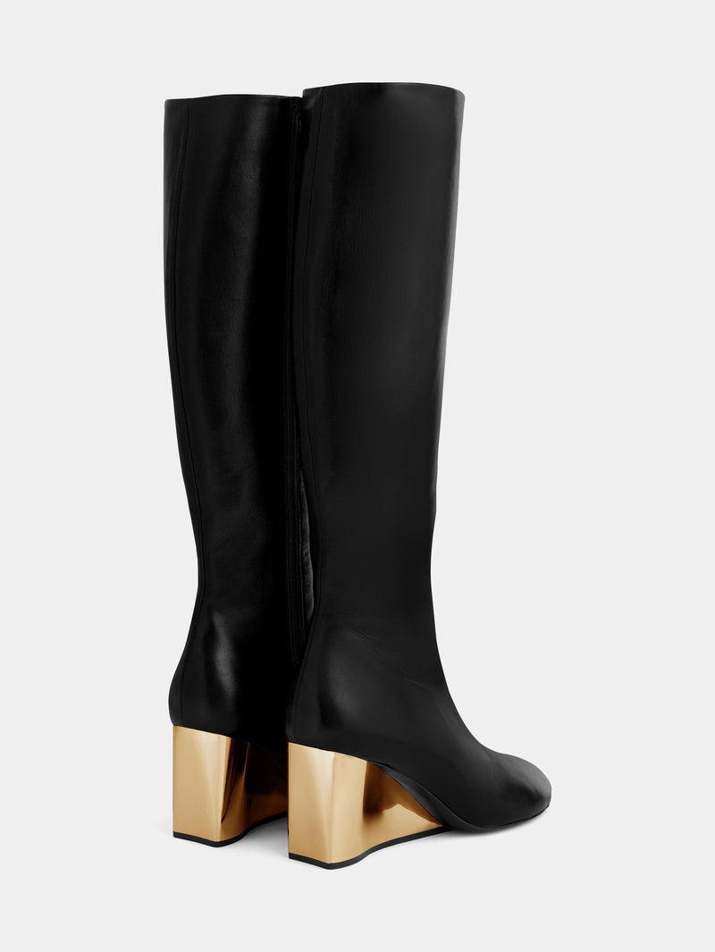 Golden heel Knee-High leather Boots Product Image
