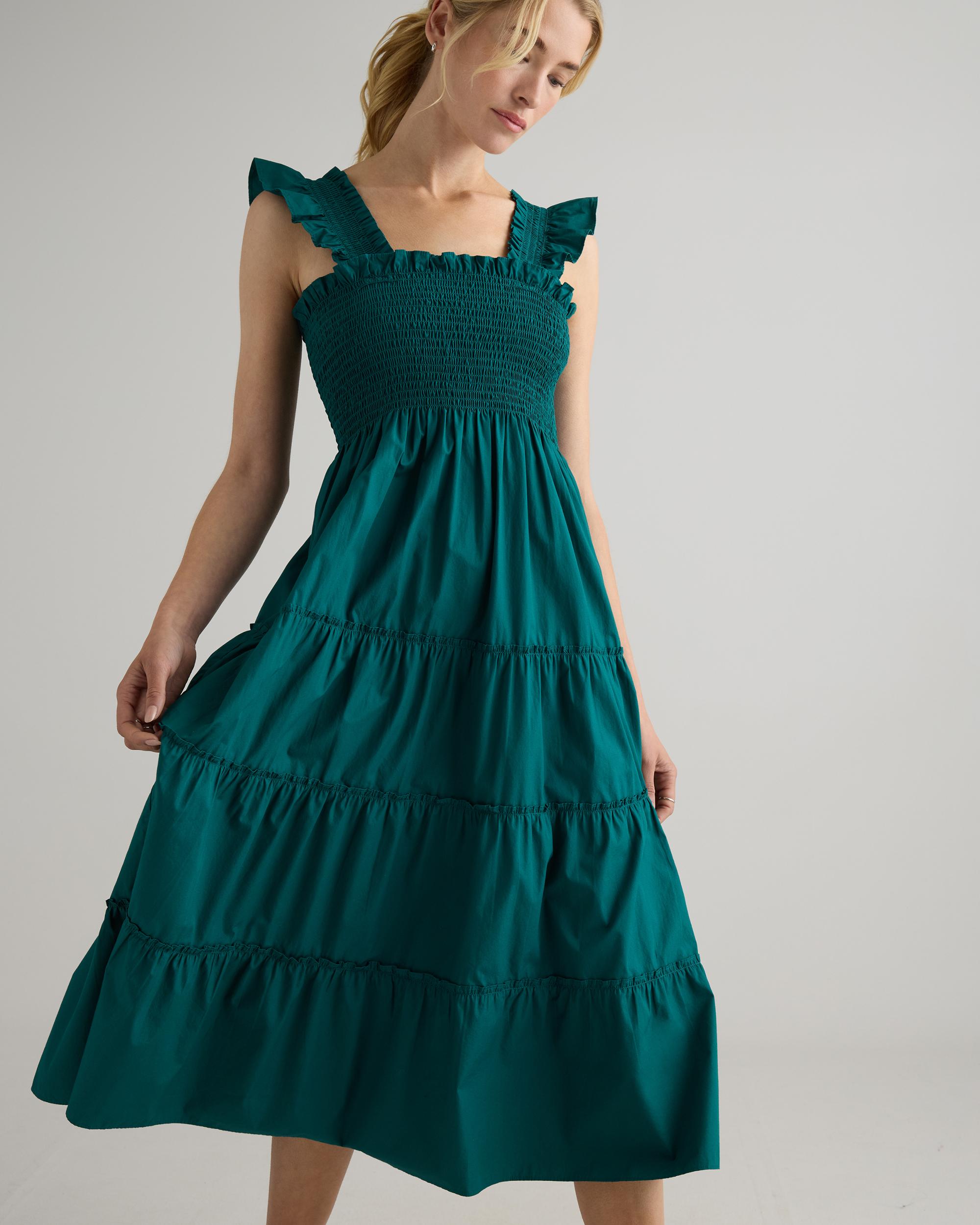 Quince | Women's Poplin Smocked Midi Dress Organic Cotton Product Image