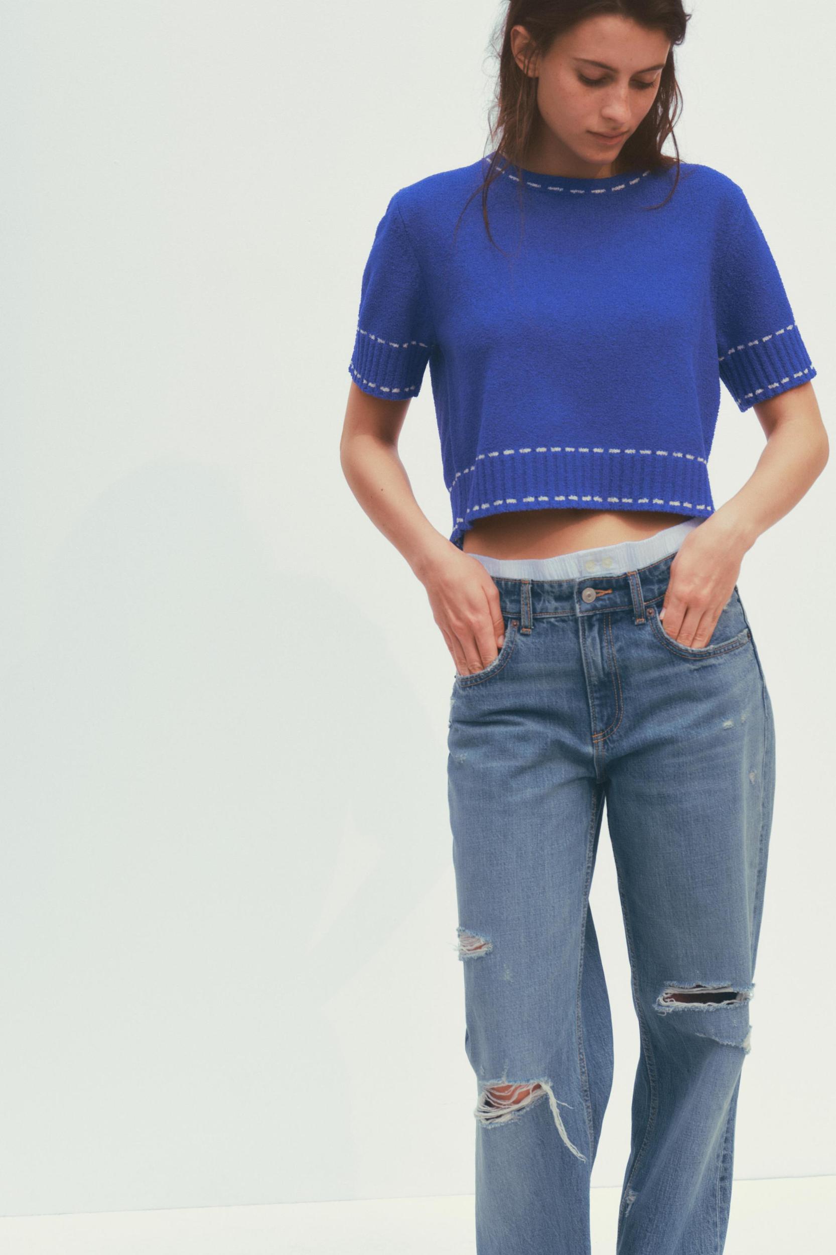 TOPSTITCH KNIT TOP Product Image