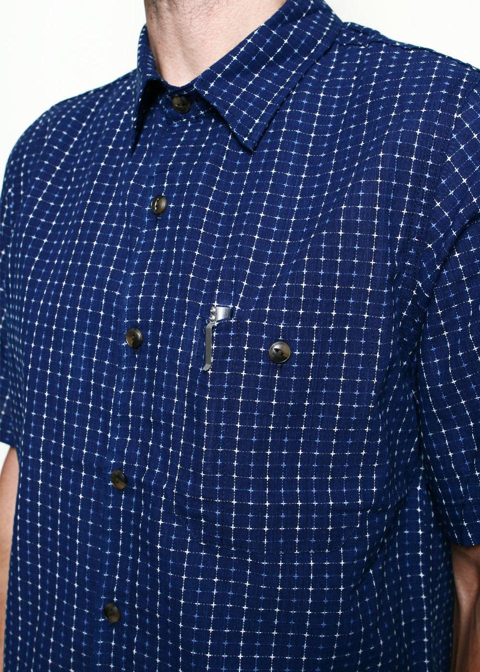 Oxford Shirt // Indigo Sashiko Grid Product Image