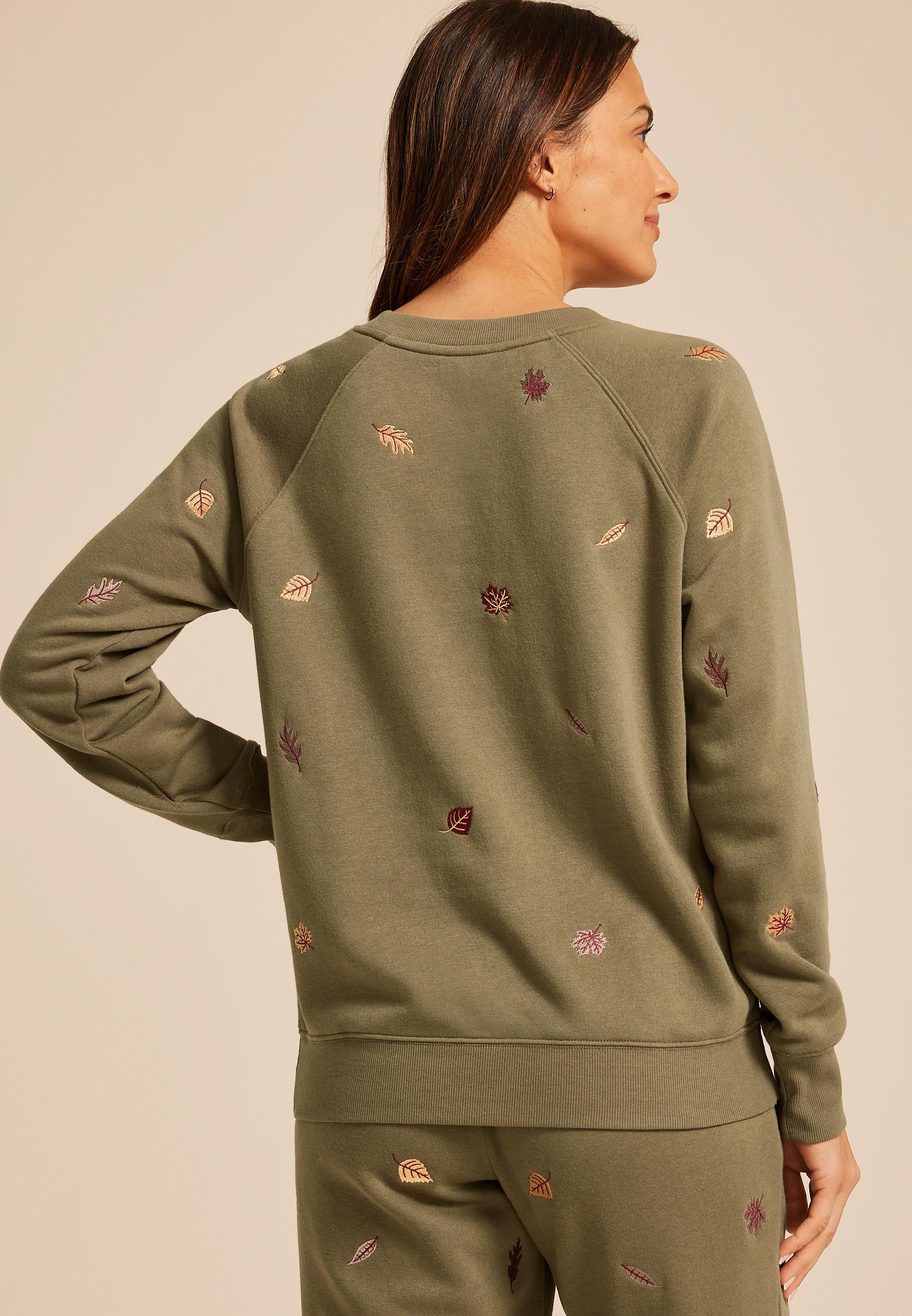 Autumn Leaf Embroidered Relaxed Fit Sweatshirt Product Image