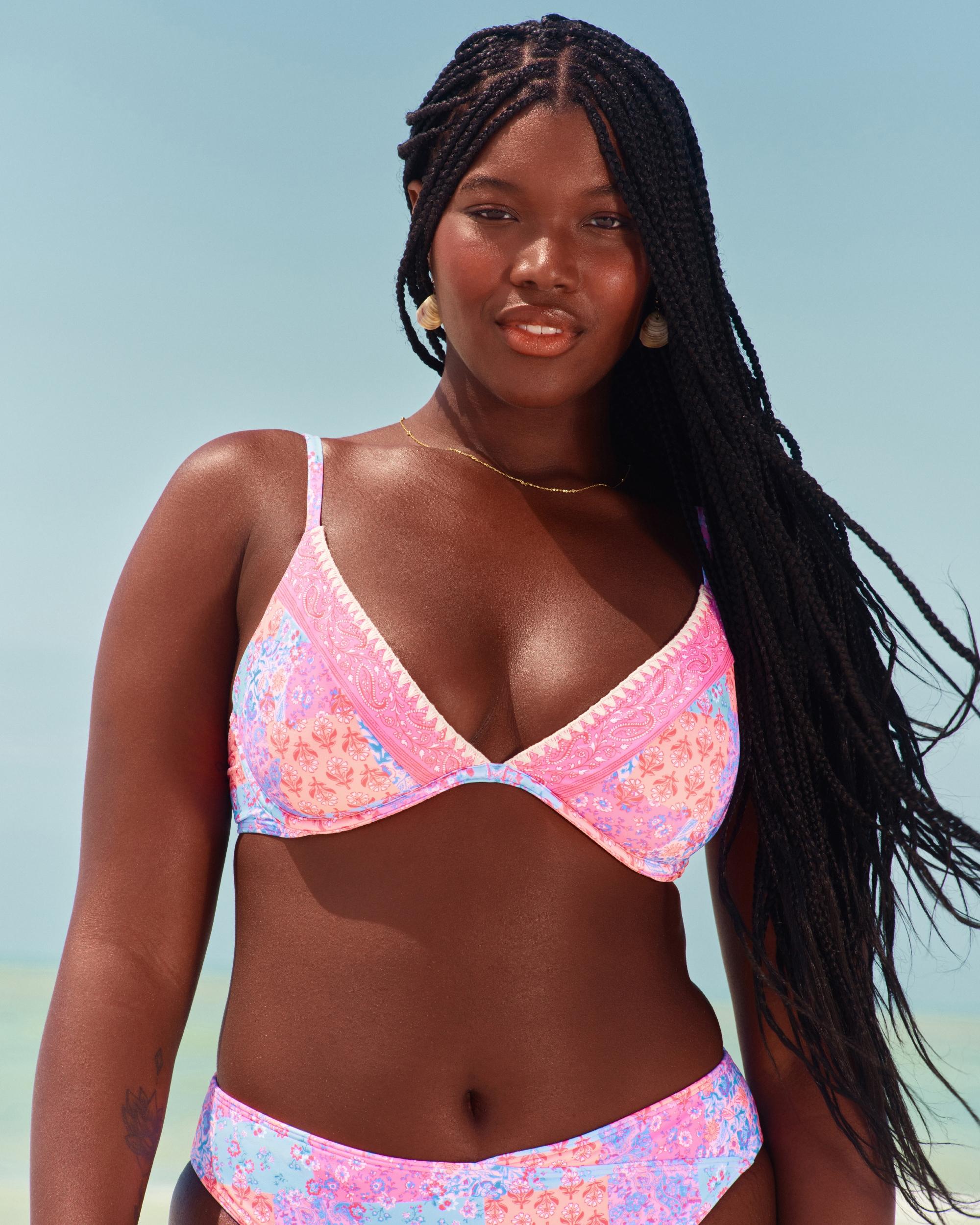 Ribbed Plunge Underwire Bikini Top Product Image