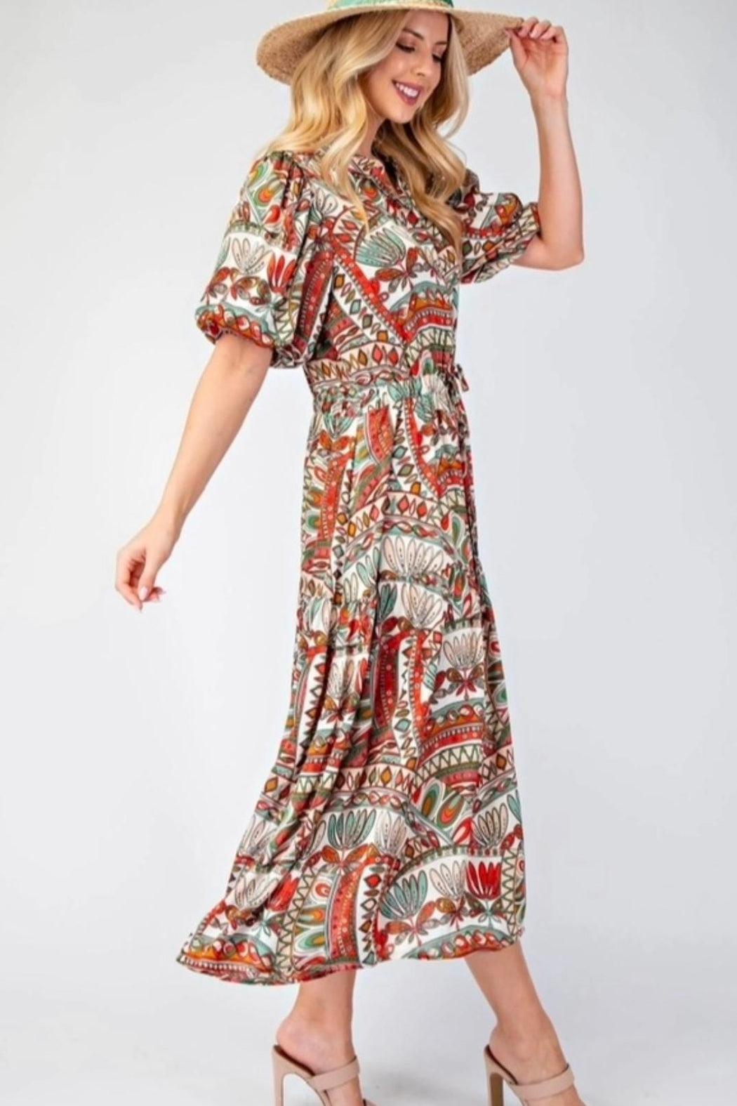 Midi Dress, Bubble Sleeve Product Image