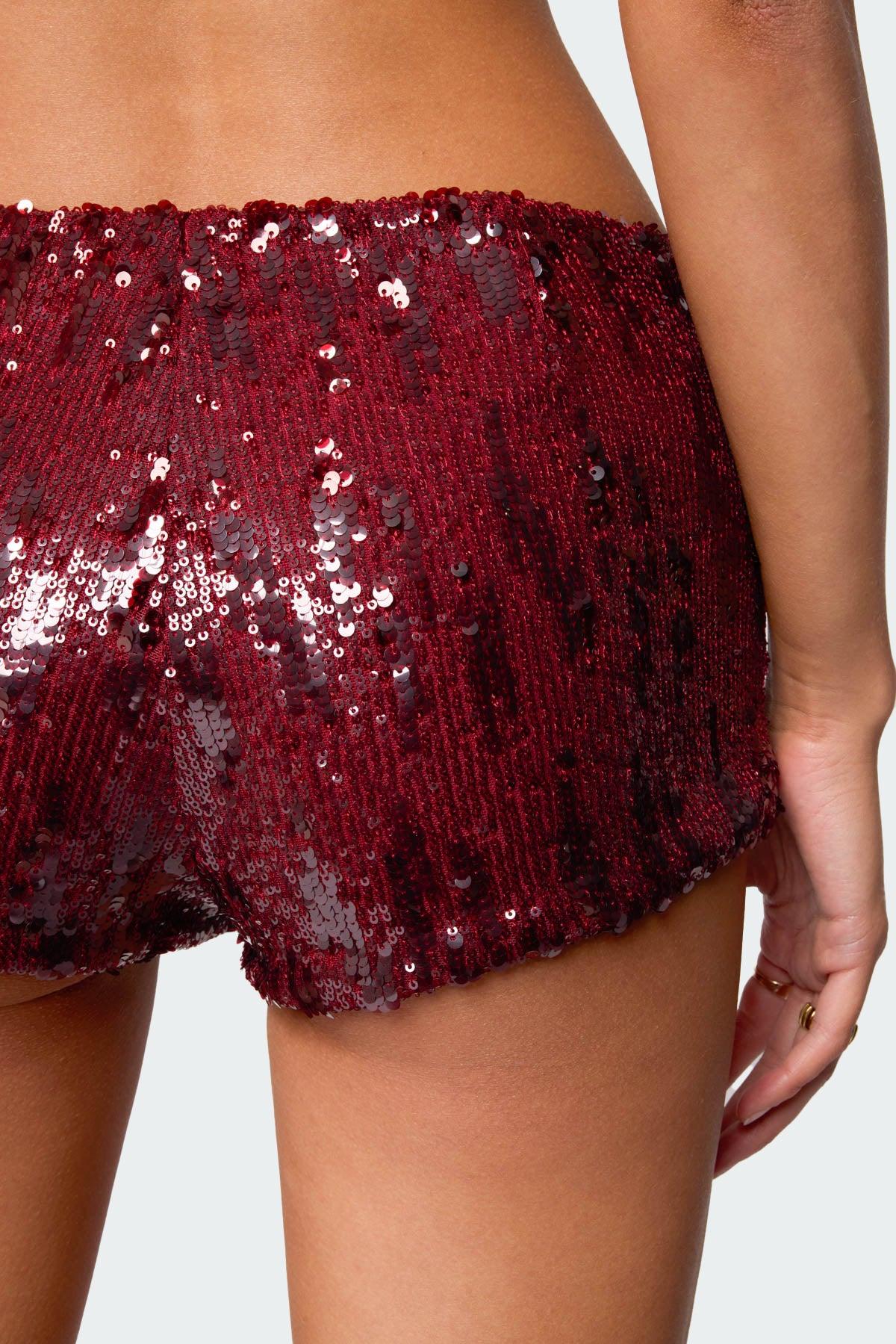 Clove Low Rise Sequin Micro Shorts Product Image