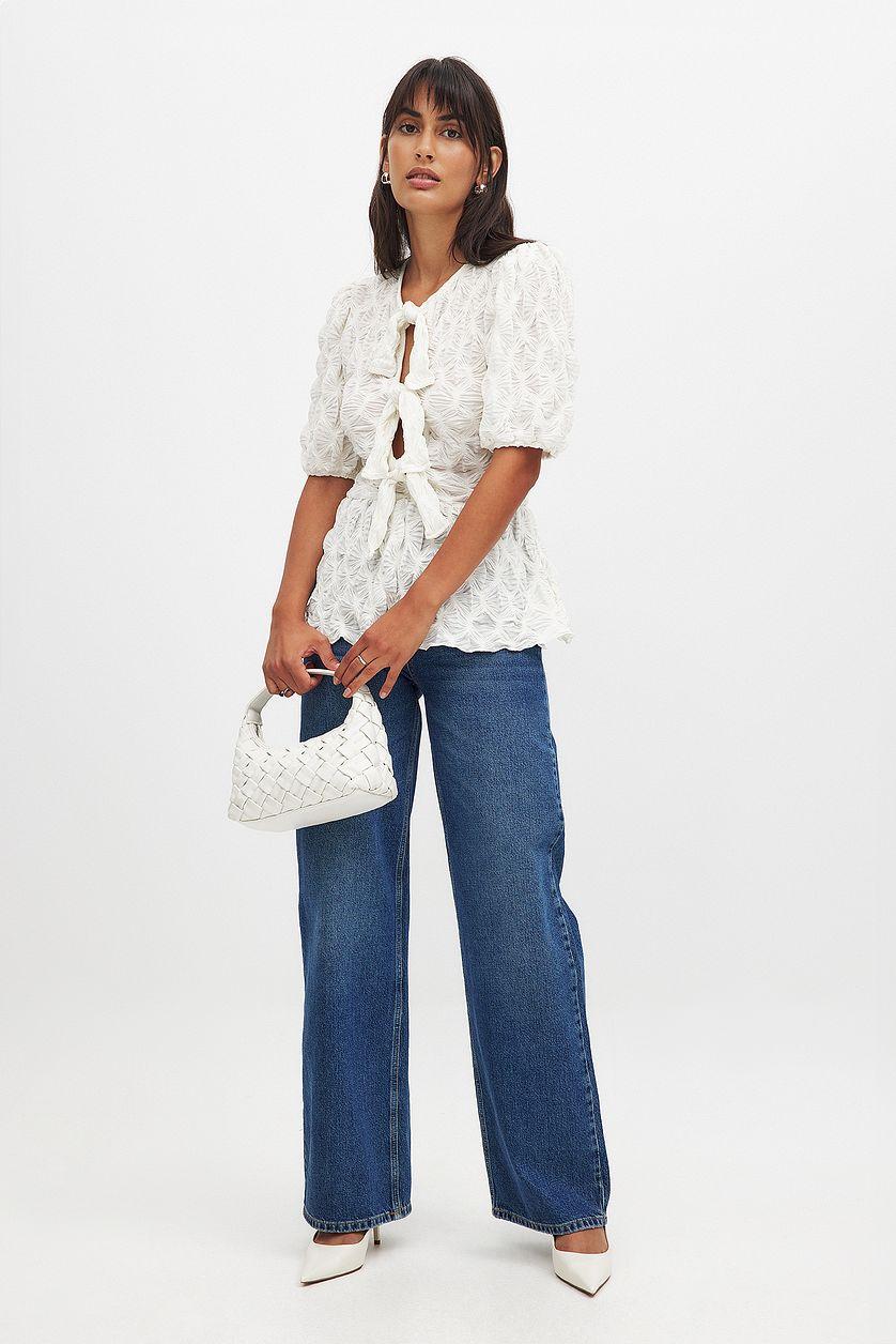 Puff Sleeve Tie Top Product Image