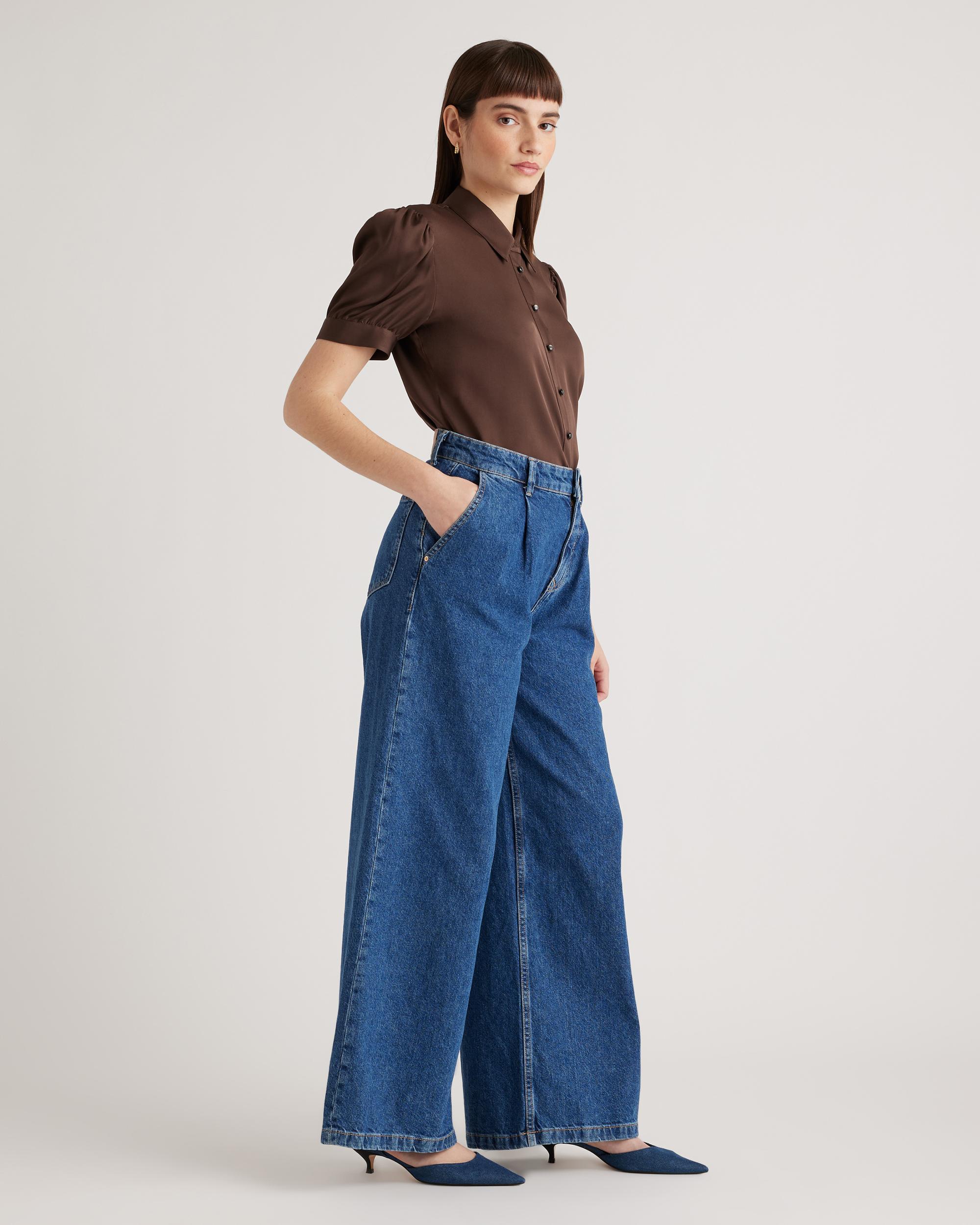 Quince | Women's Washable Stretch Silk Puff Sleeve Blouse Mulberry Silk Product Image