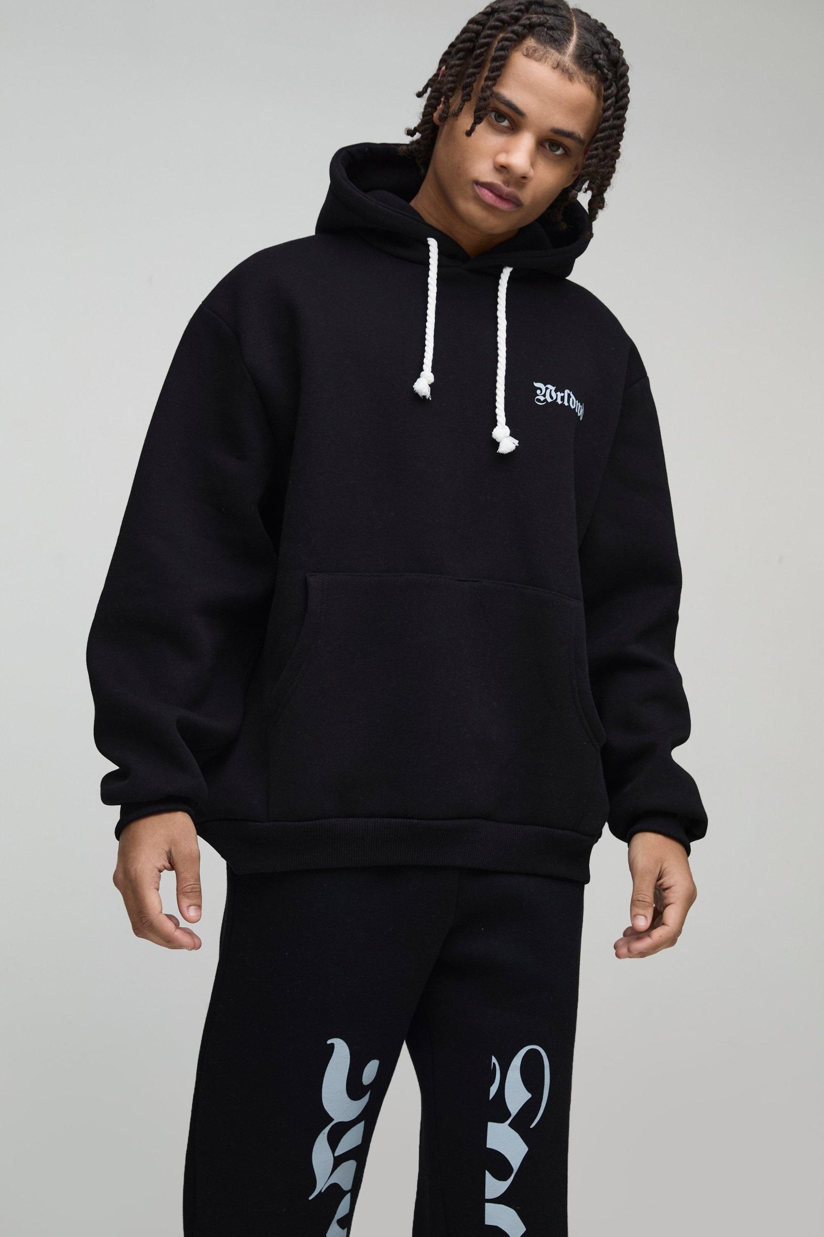 Oversized Worldwide Gusset Twisted Drawcord Tracksuit | boohooMAN USA Product Image