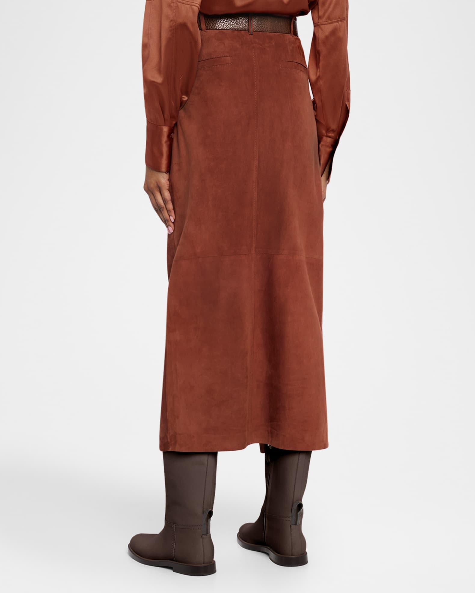 Suede Sartorial Skirt with Front Slit Product Image