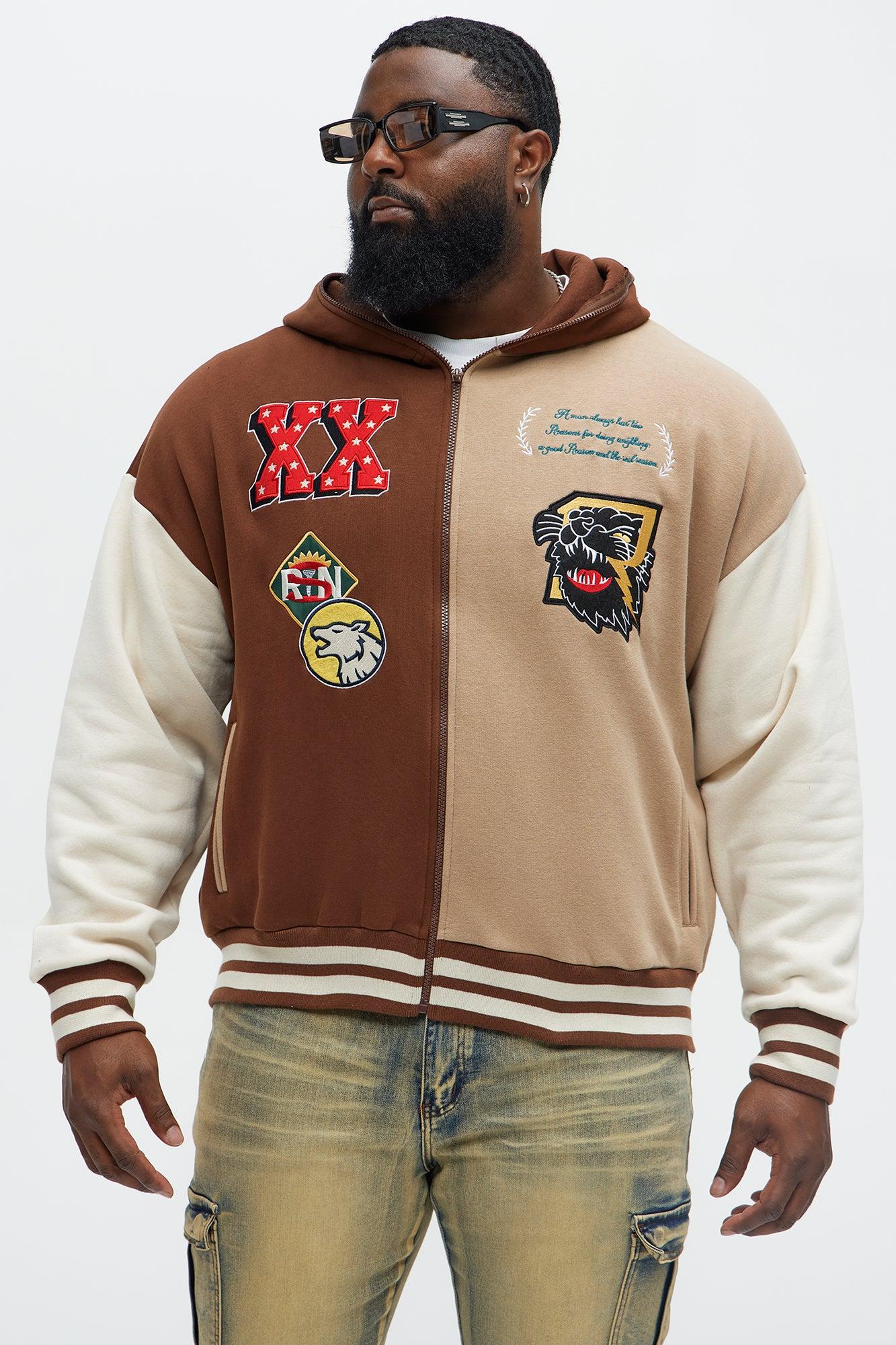 XX Varsity Zip Up Hoodie - Brown Product Image