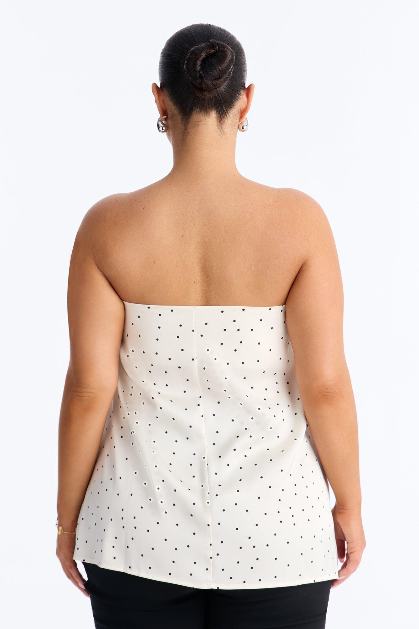 Spring Breeze Polka Dot Satin Tube Top - Cream/combo Female Product Image