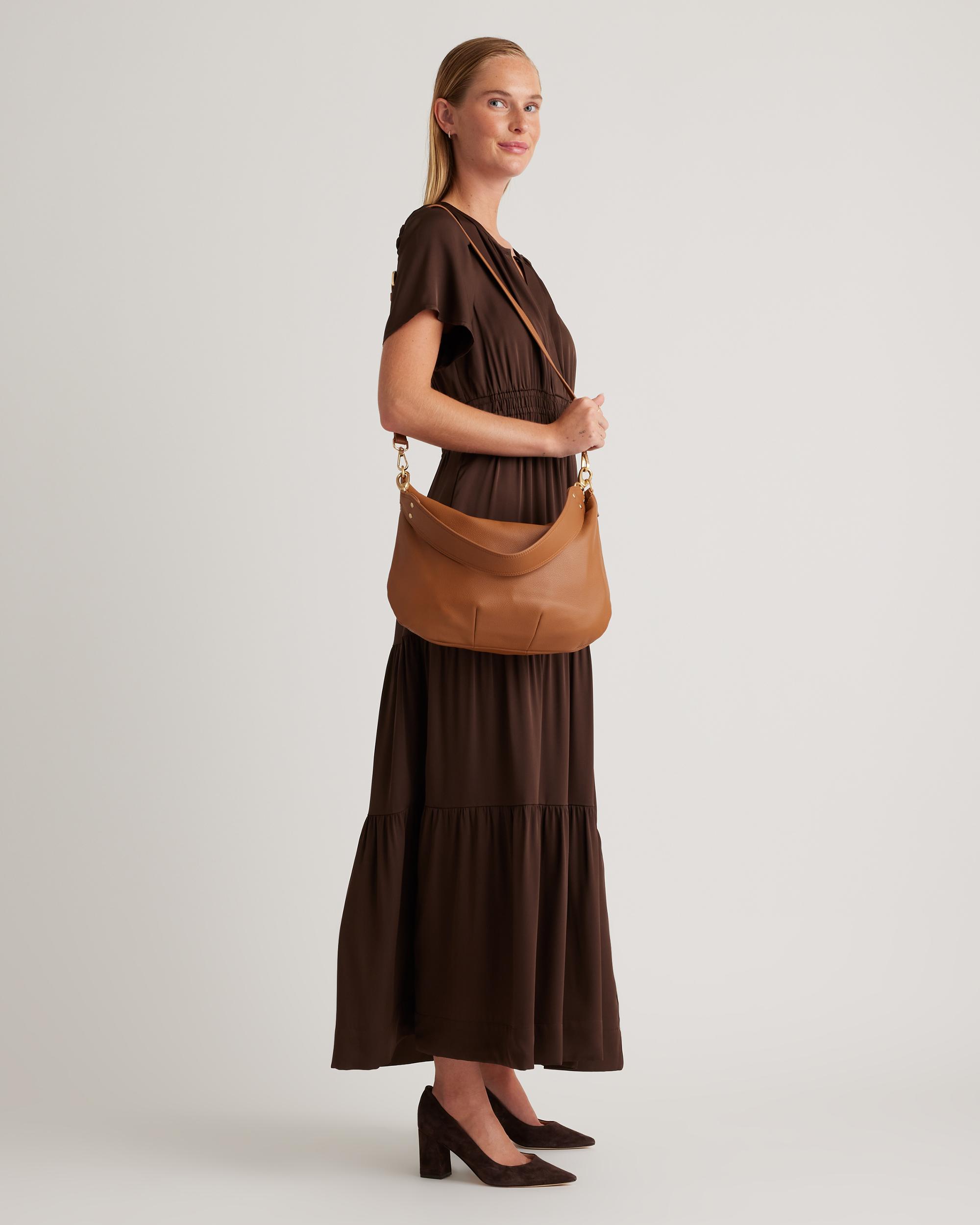 Quince | Women's Italian Leather Convertible Crescent Shoulder Bag Product Image