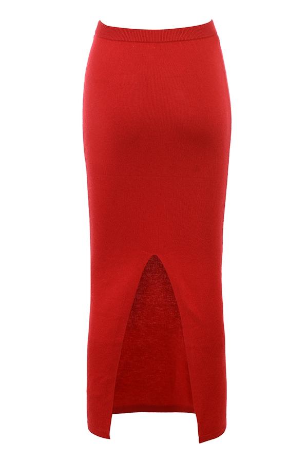 Faith  holly red cashmere blend midi skirt Product Image
