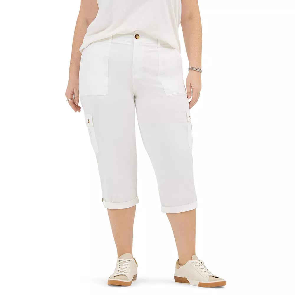 Plus Size Lee® Flex-To-Go Cargo Capri Pants, Women's, Size: 18 - Regular, White Product Image
