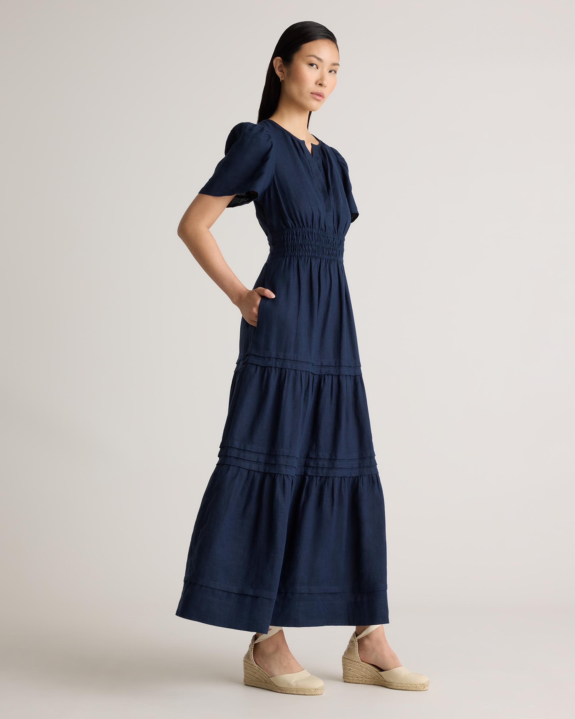 Quince | Women's 100% European Linen Tiered Maxi Dress Size XS Product Image