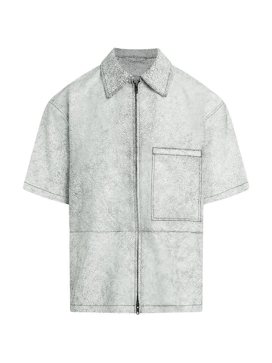 Mens Cracked Leather Zip Shirt Product Image