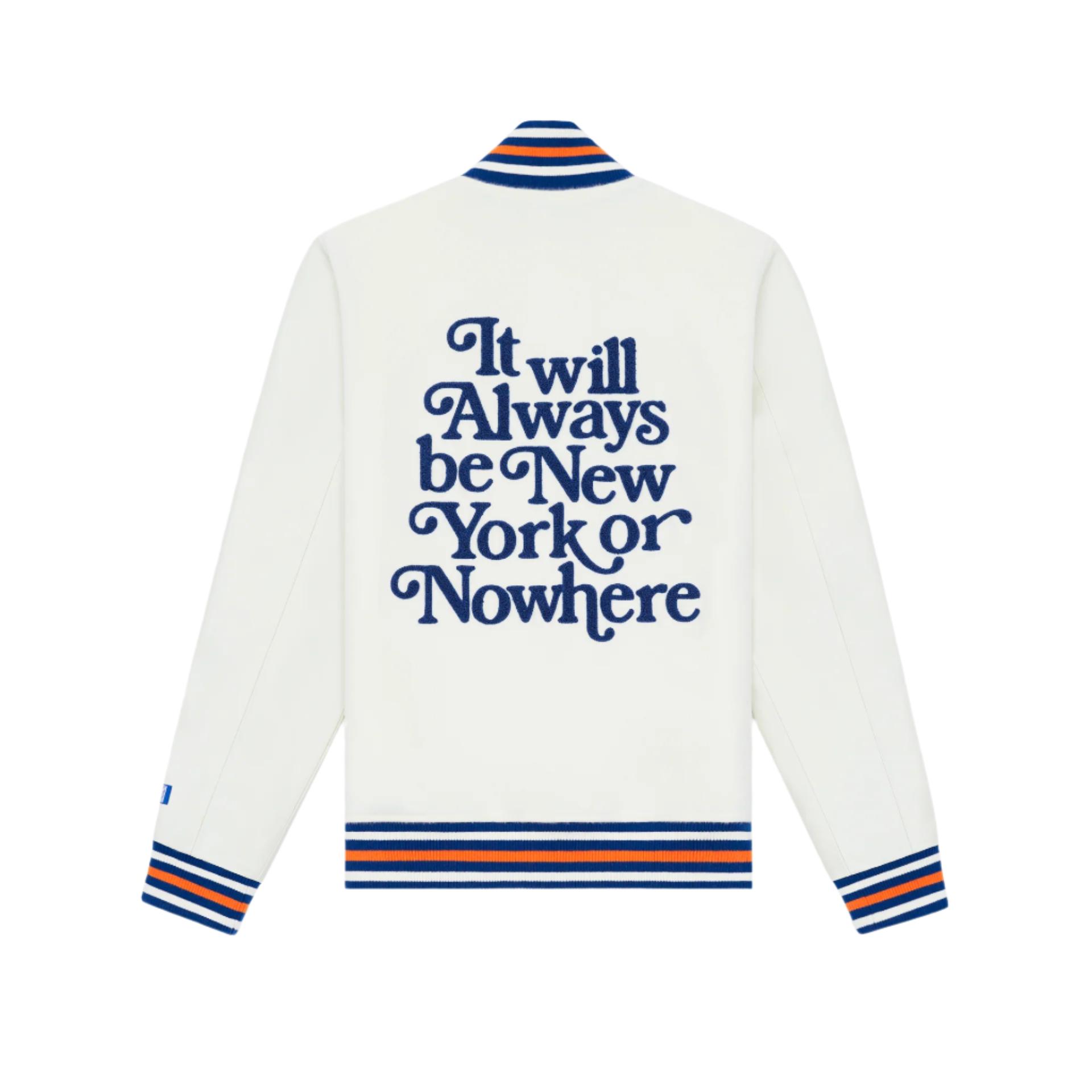 New York or Nowhere x New York Mets Chrome White Motto Varsity Jacket Male Product Image